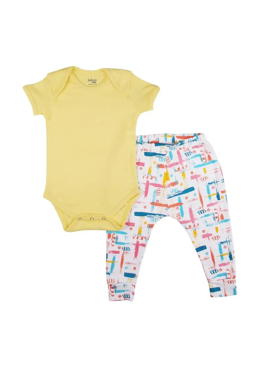 2 Pack Colour Burst Bodysuit & Knit Pants Set