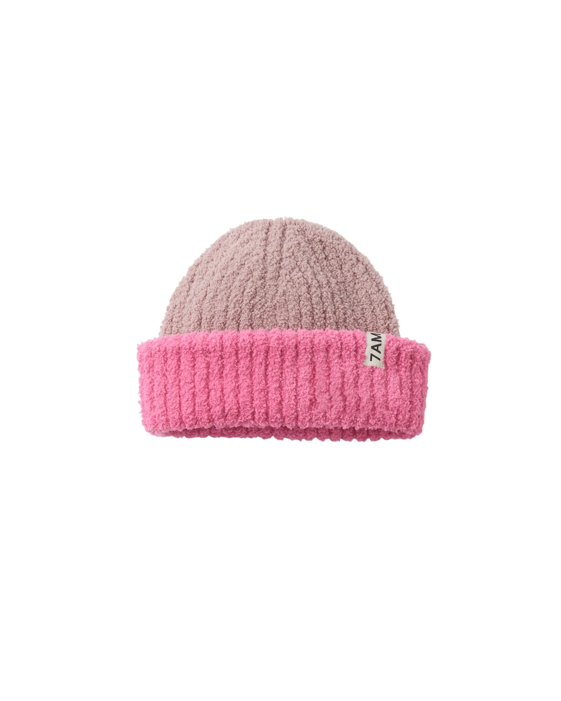 2-tone Ribbed Beanie - Fuzzy