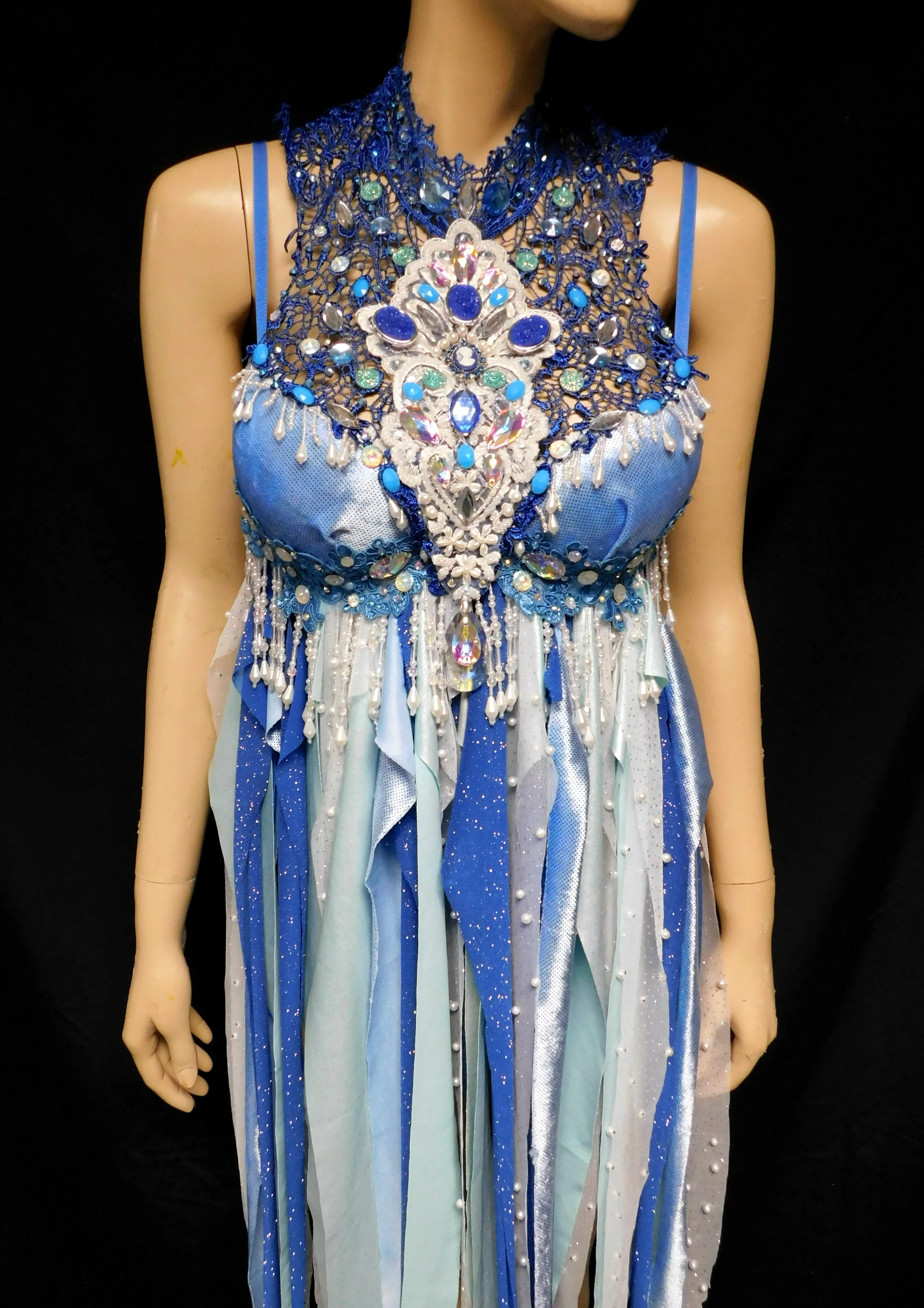 32B Ready to Ship Whimsical Blue Lace Water Fairy Babydoll Dress Bra Costume