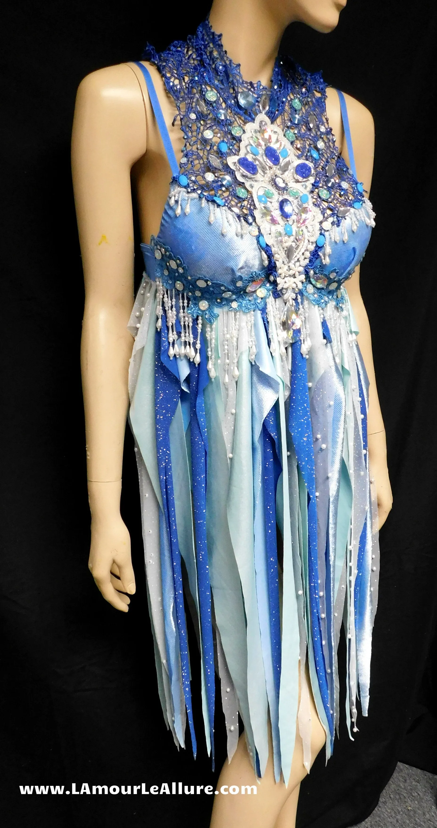 32B Ready to Ship Whimsical Blue Lace Water Fairy Babydoll Dress Bra Costume