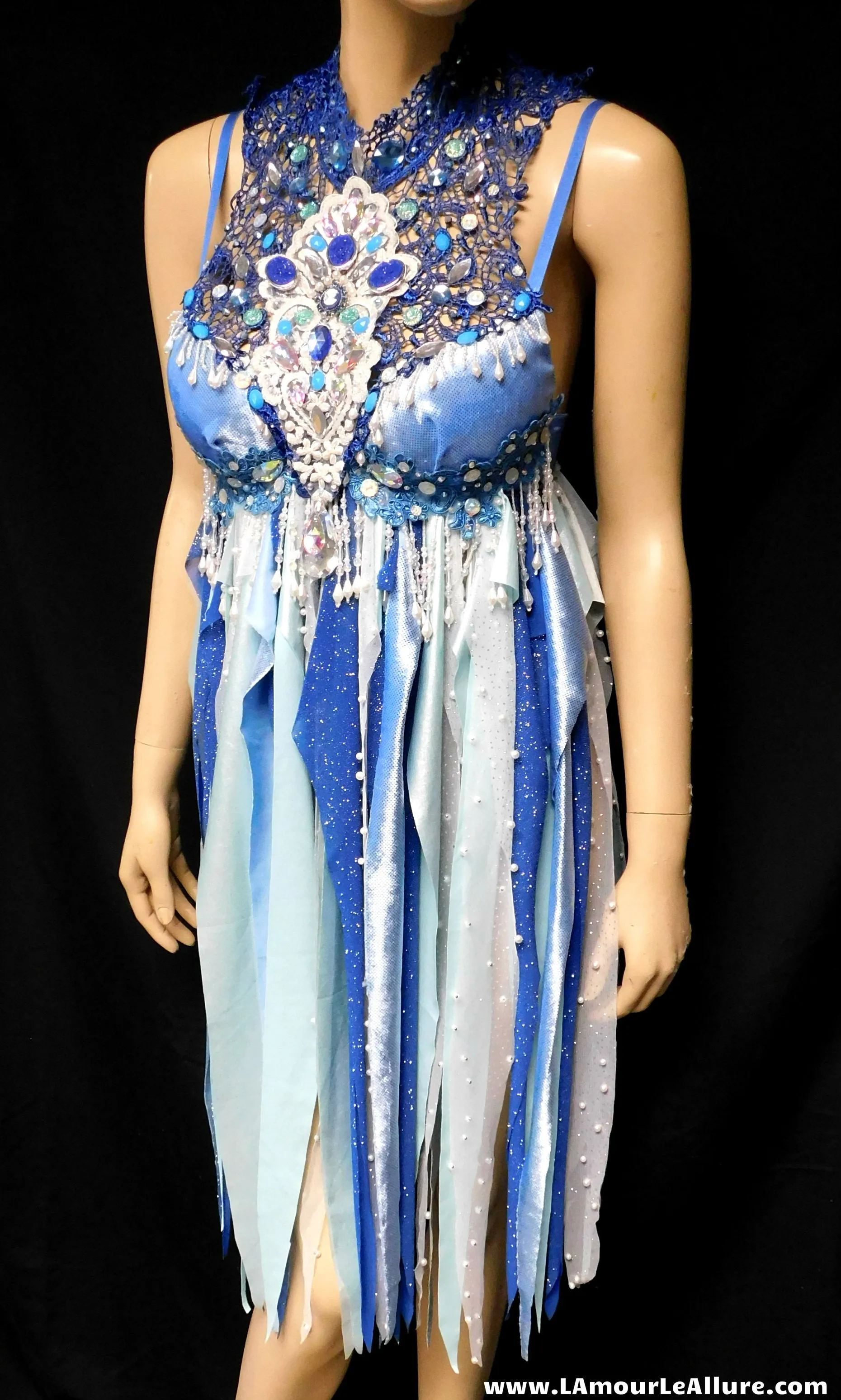 32B Ready to Ship Whimsical Blue Lace Water Fairy Babydoll Dress Bra Costume