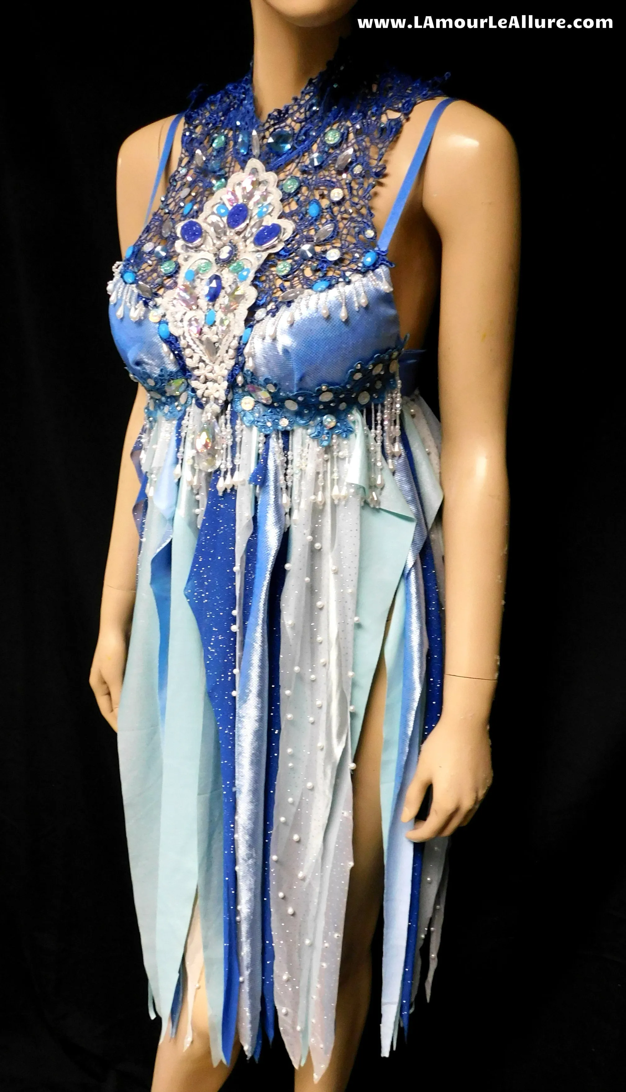 32B Ready to Ship Whimsical Blue Lace Water Fairy Babydoll Dress Bra Costume