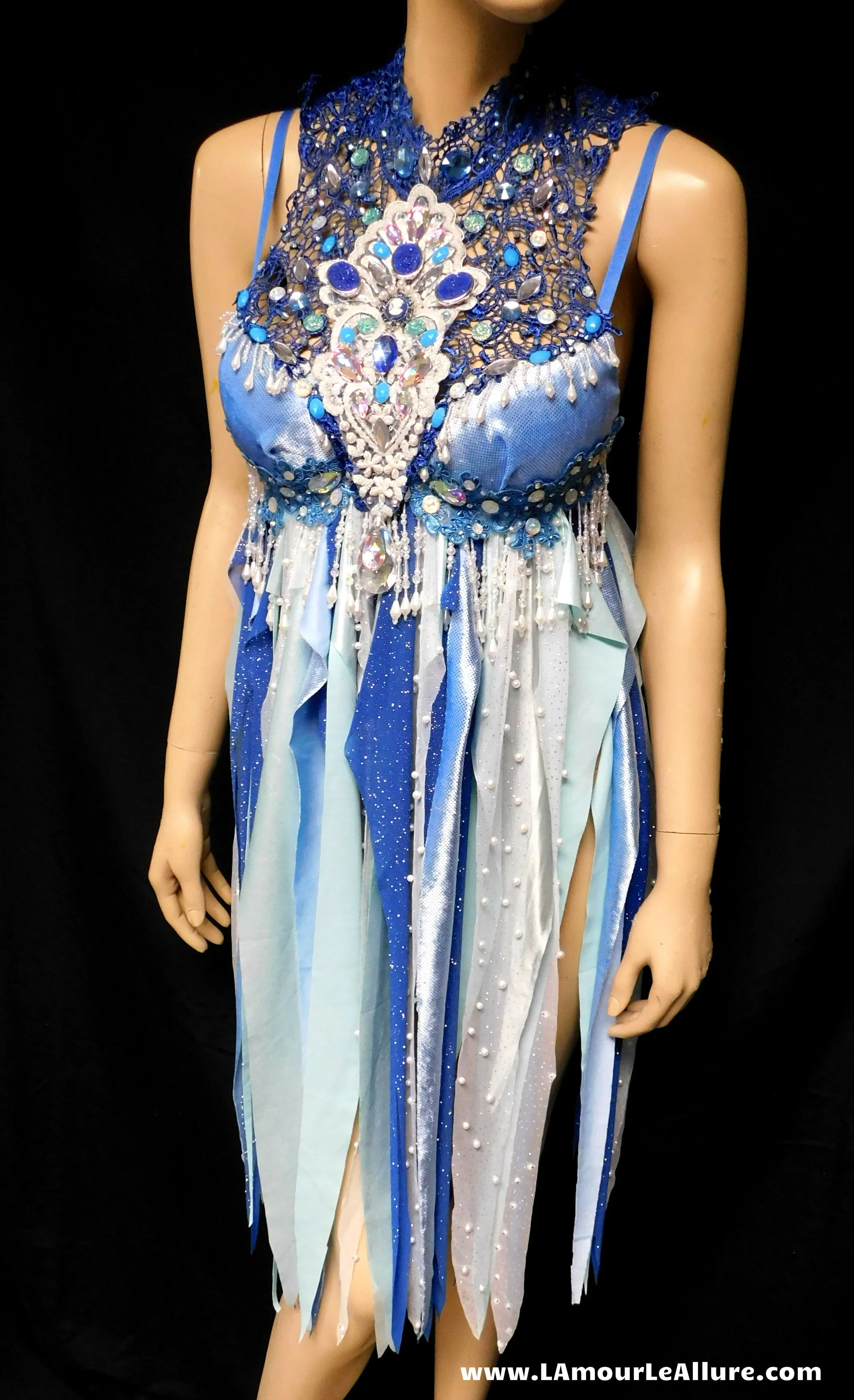 32B Ready to Ship Whimsical Blue Lace Water Fairy Babydoll Dress Bra Costume