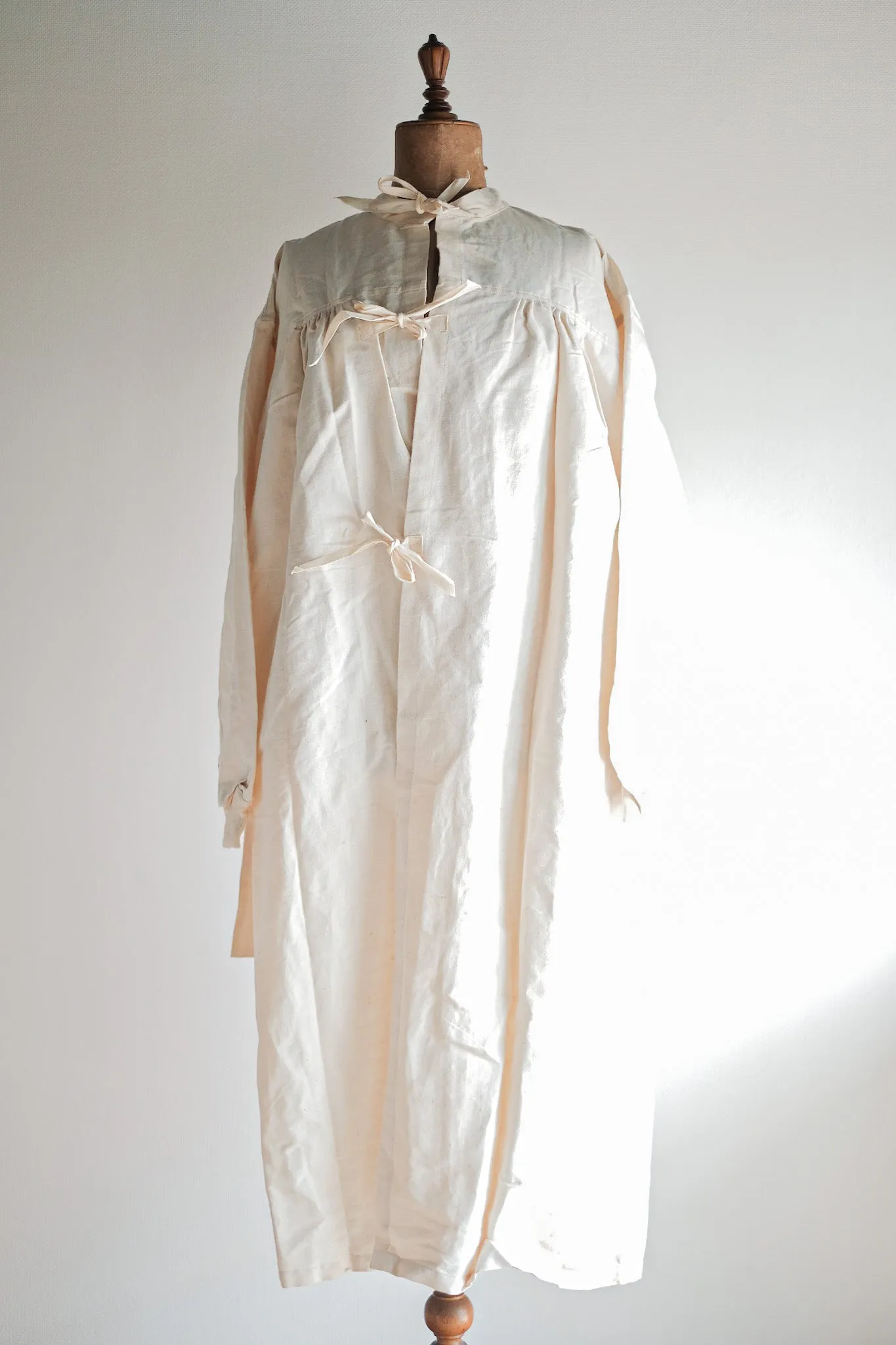 【~50's】French Army Surgeon Linen Coat Hospital Military "Dead Stock"
