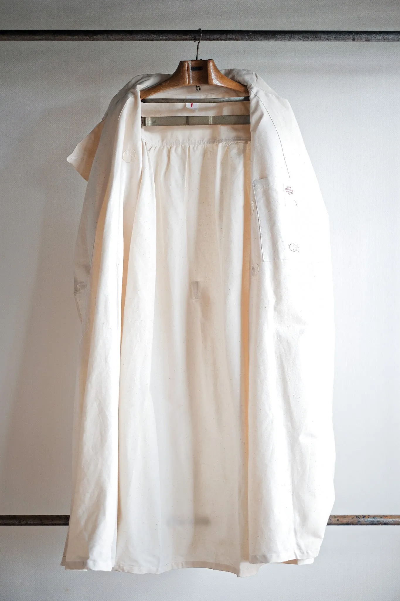 【~50's】French Army Surgeon Linen Coat Hospital Military "Dead Stock"