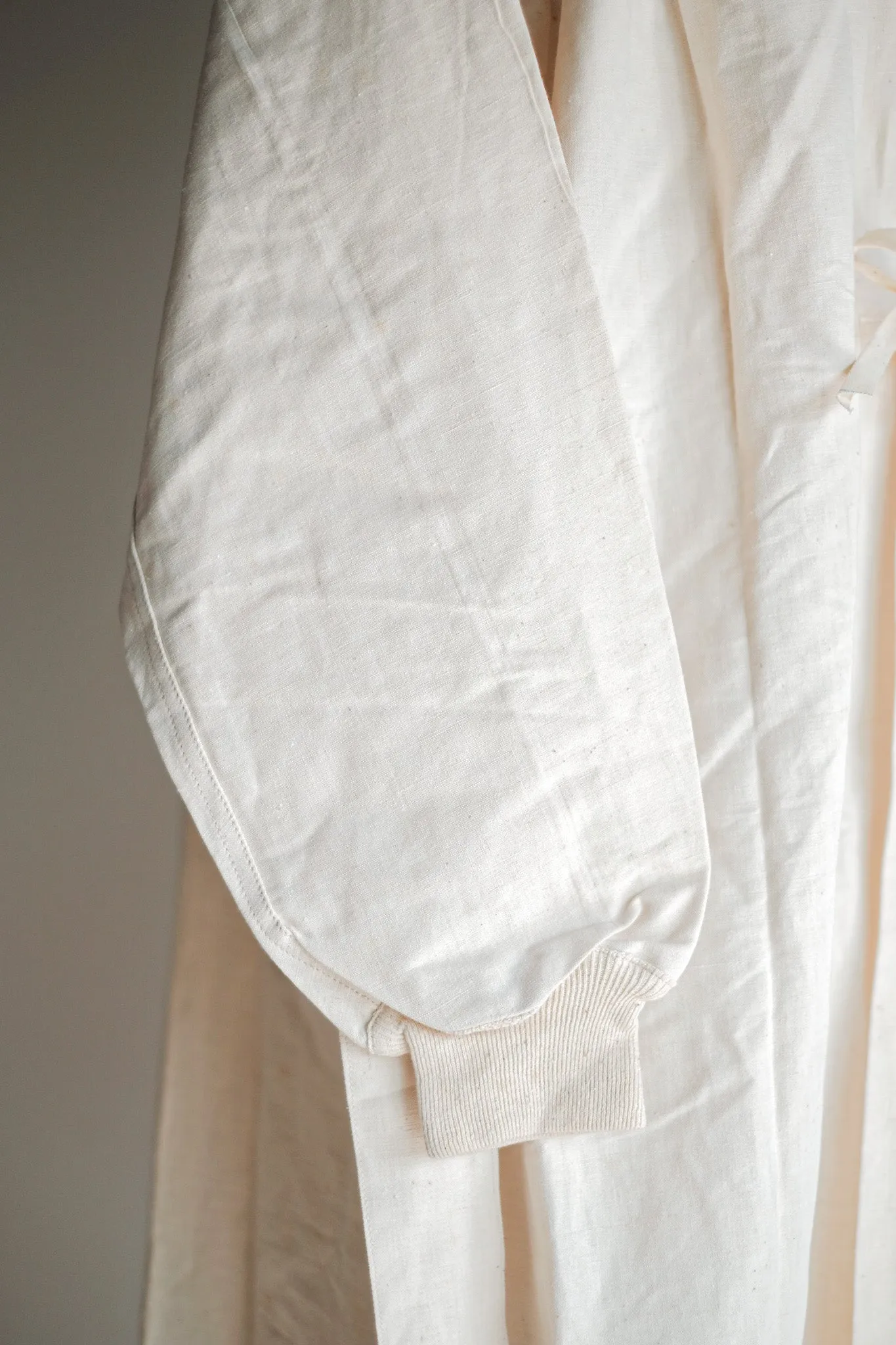 【~50's】French Army Surgeon Linen Coat Hospital Military "Dead Stock"