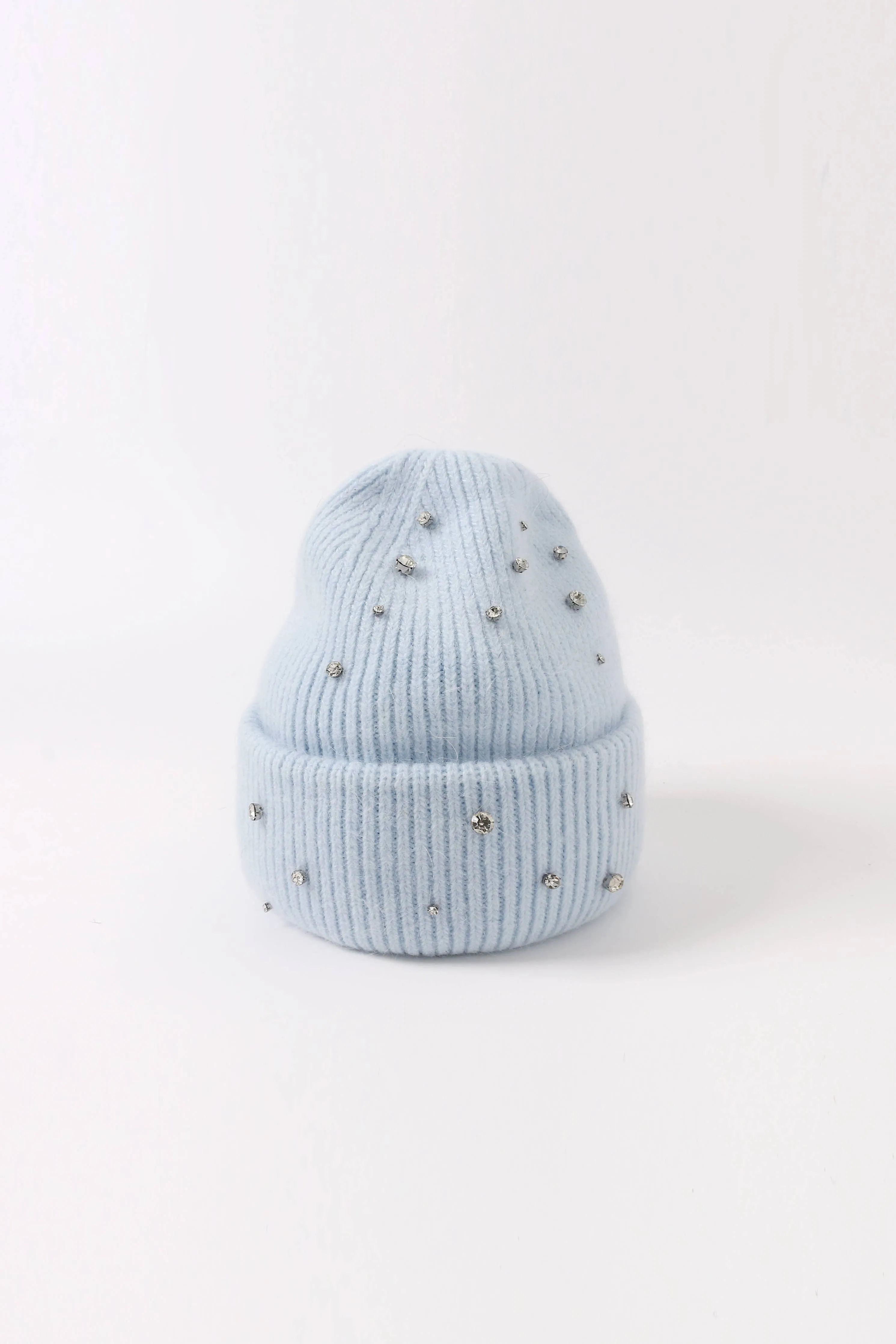 Blue Angora Crystal Beanie