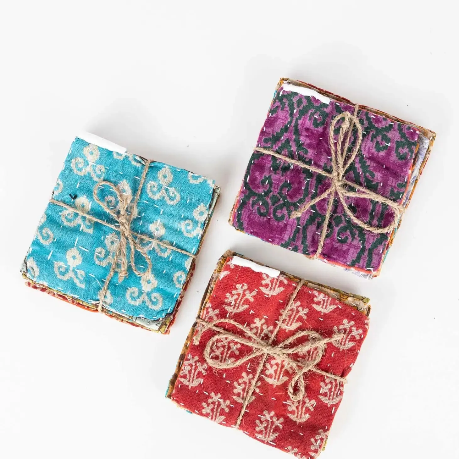 Boho Kantha Coaster Set
