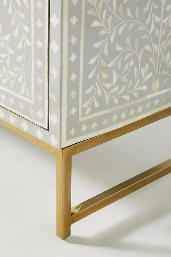 Bone Inlay Scroll Vine Buffet Grey