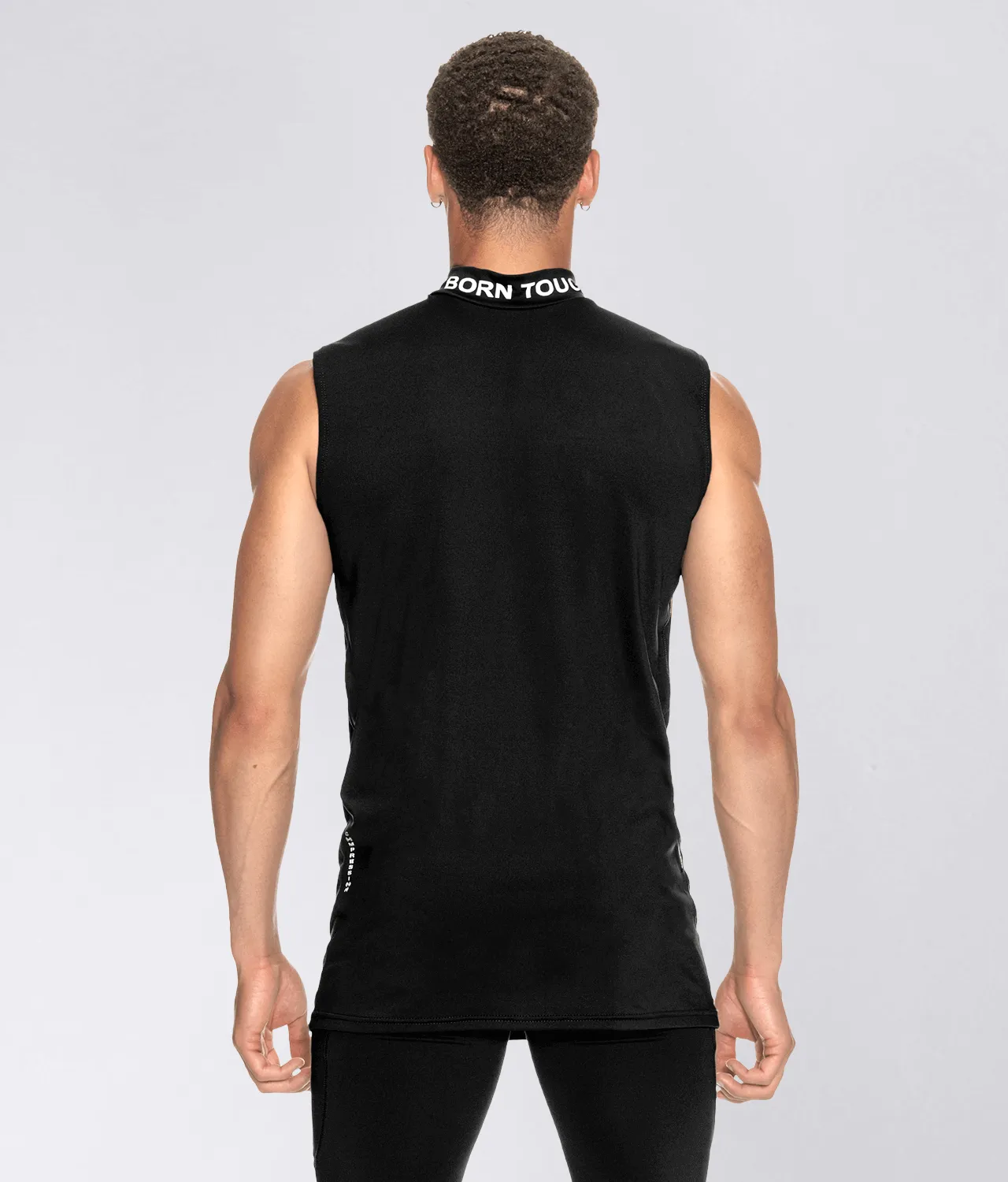 Born Tough Mock Neck Sleeveless Base Layer Bodybuilding Shirt For Men Black