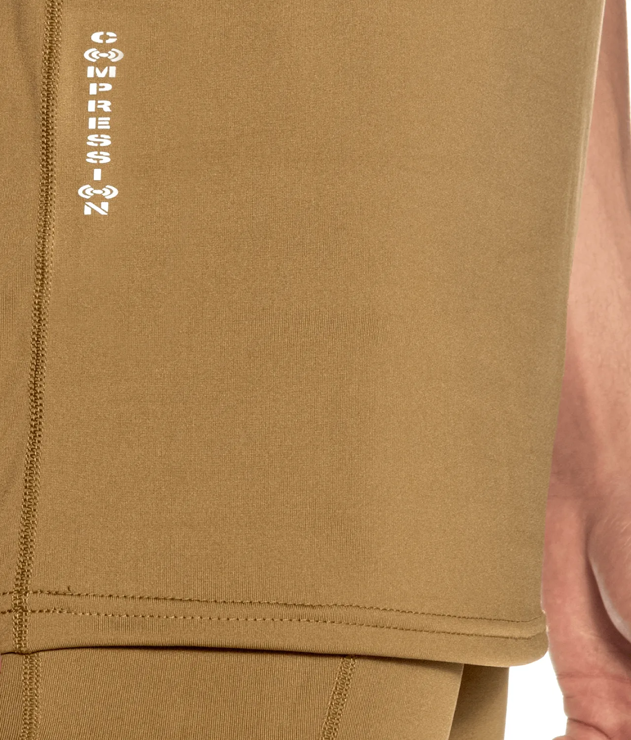 Born Tough Mock Neck Sleeveless Base Layer Bodybuilding Shirt For Men Khaki