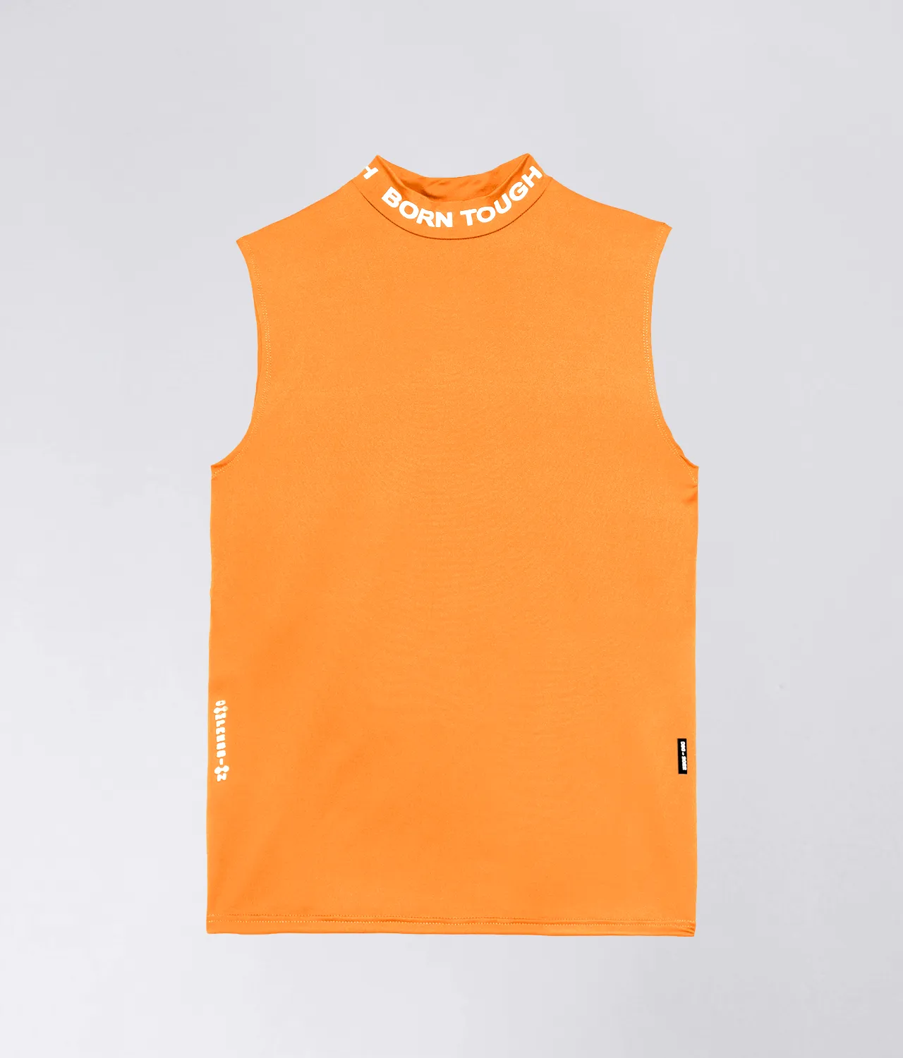 Born Tough Mock Neck Sleeveless Base Layer Crossfit Shirt For Men Orange