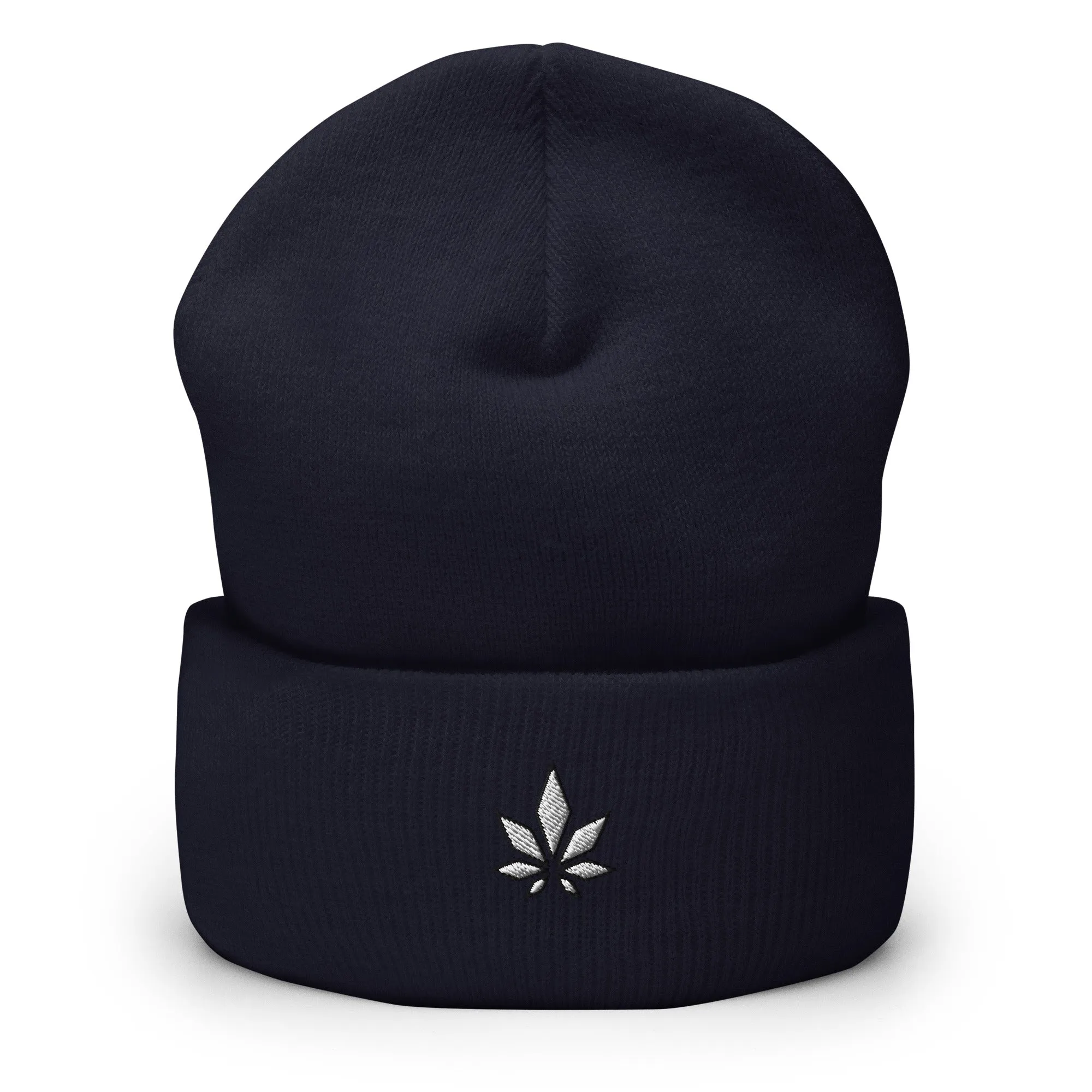 Cannabis Black And White Cuffed Beanie