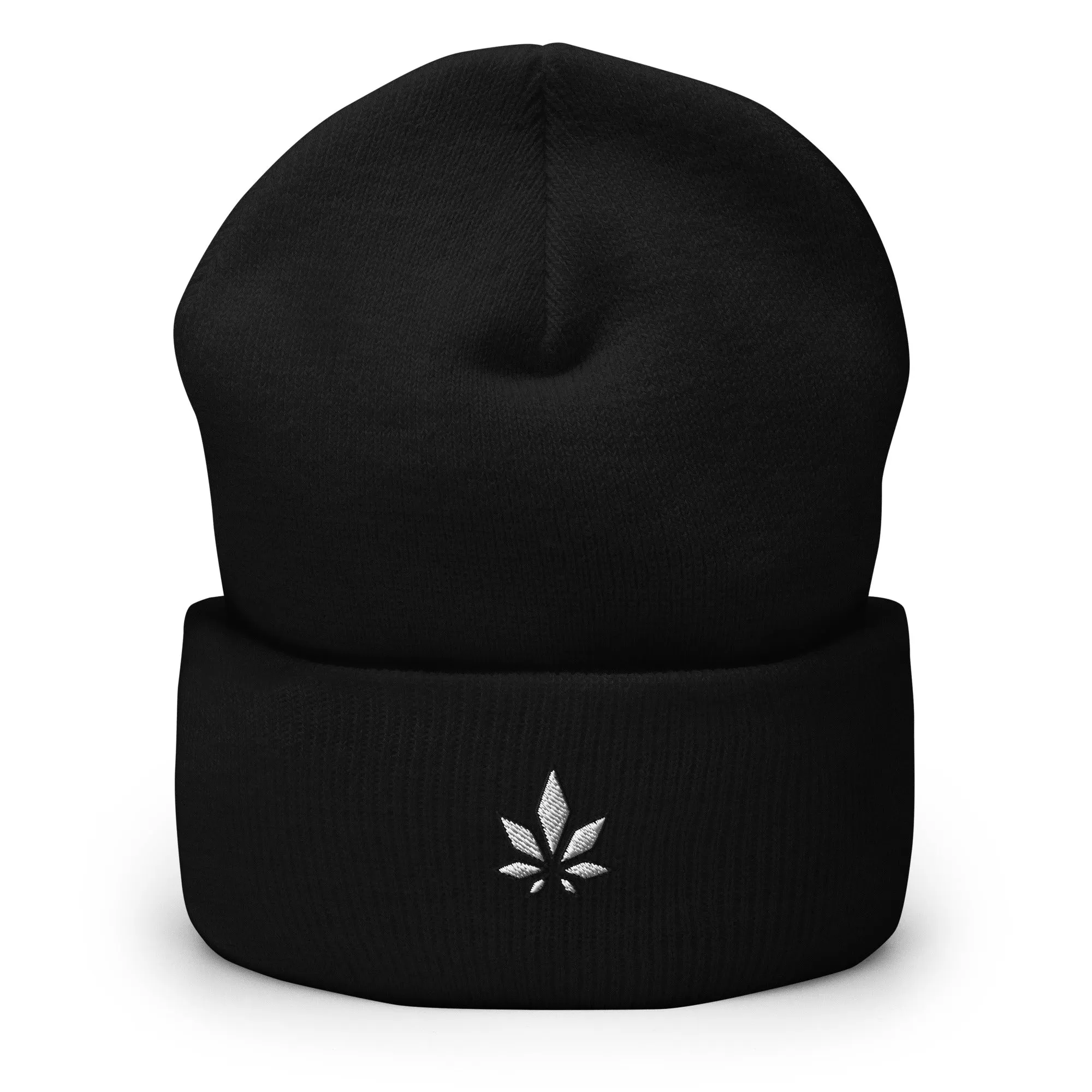 Cannabis Black And White Cuffed Beanie