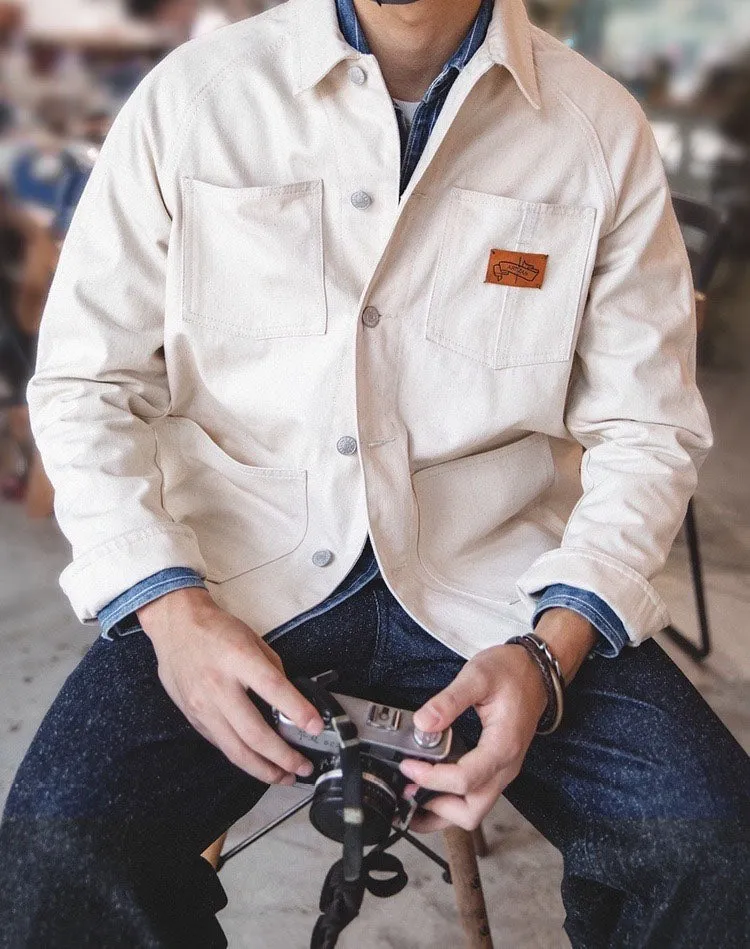 Casual Tooling French Retro Hunting Denim Slim Men's Coat