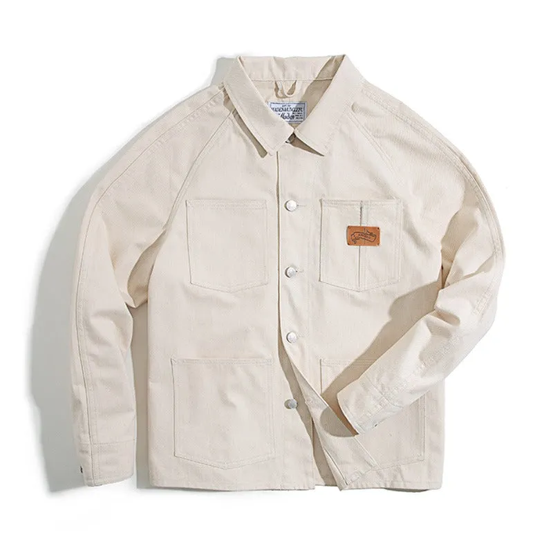 Casual Tooling French Retro Hunting Denim Slim Men's Coat