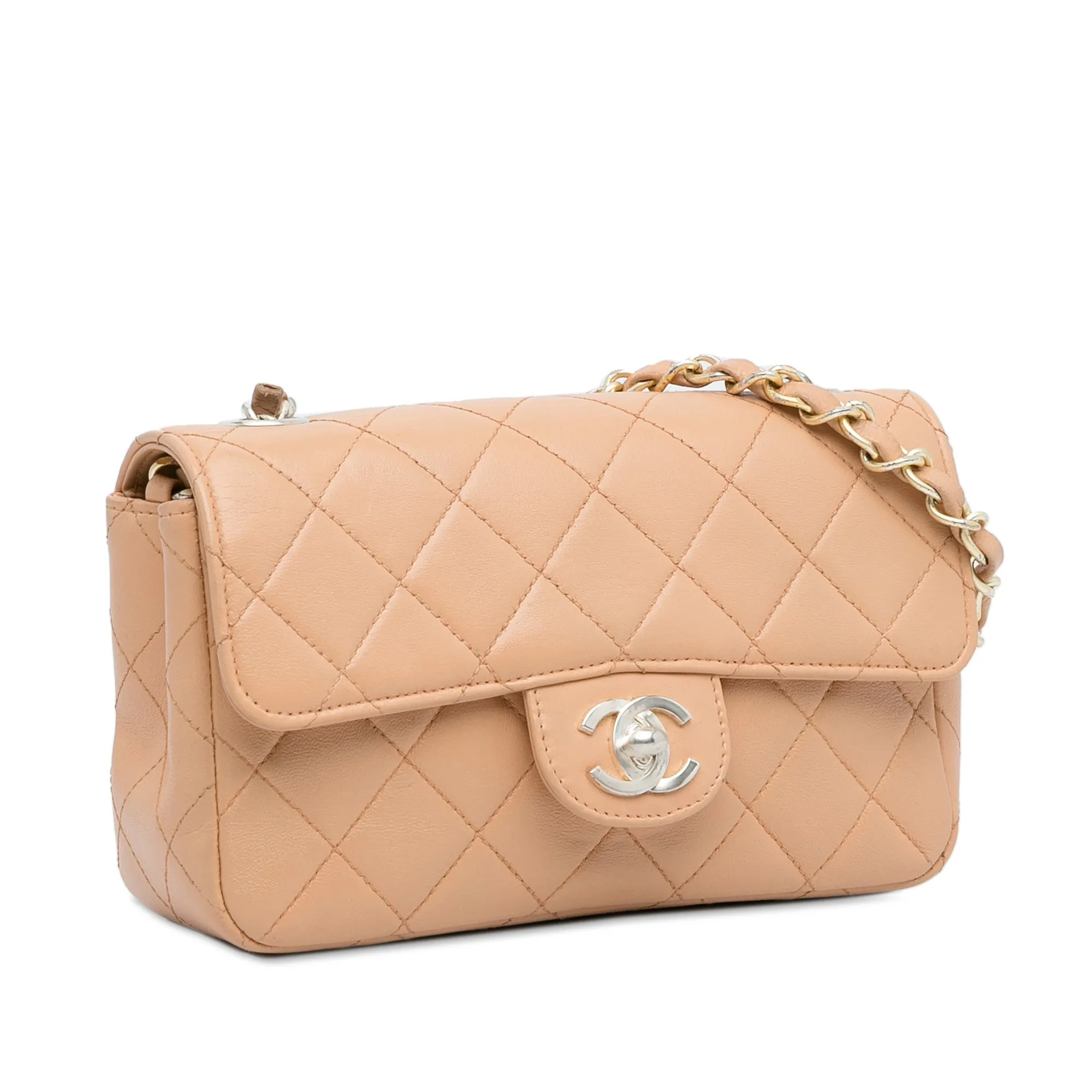 Chanel Classic Flap Mini Rectangular Brown Lambskin Silver