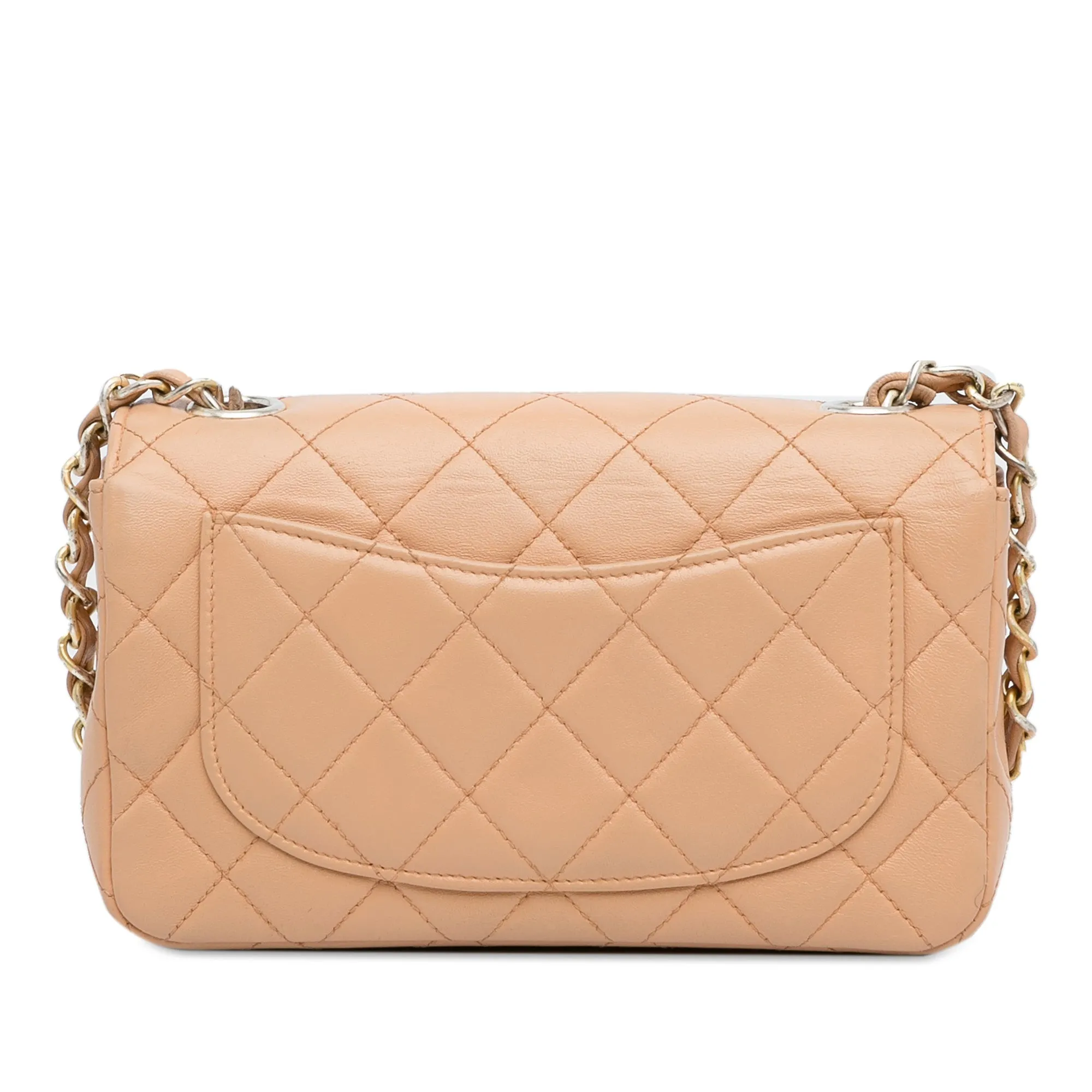 Chanel Classic Flap Mini Rectangular Brown Lambskin Silver