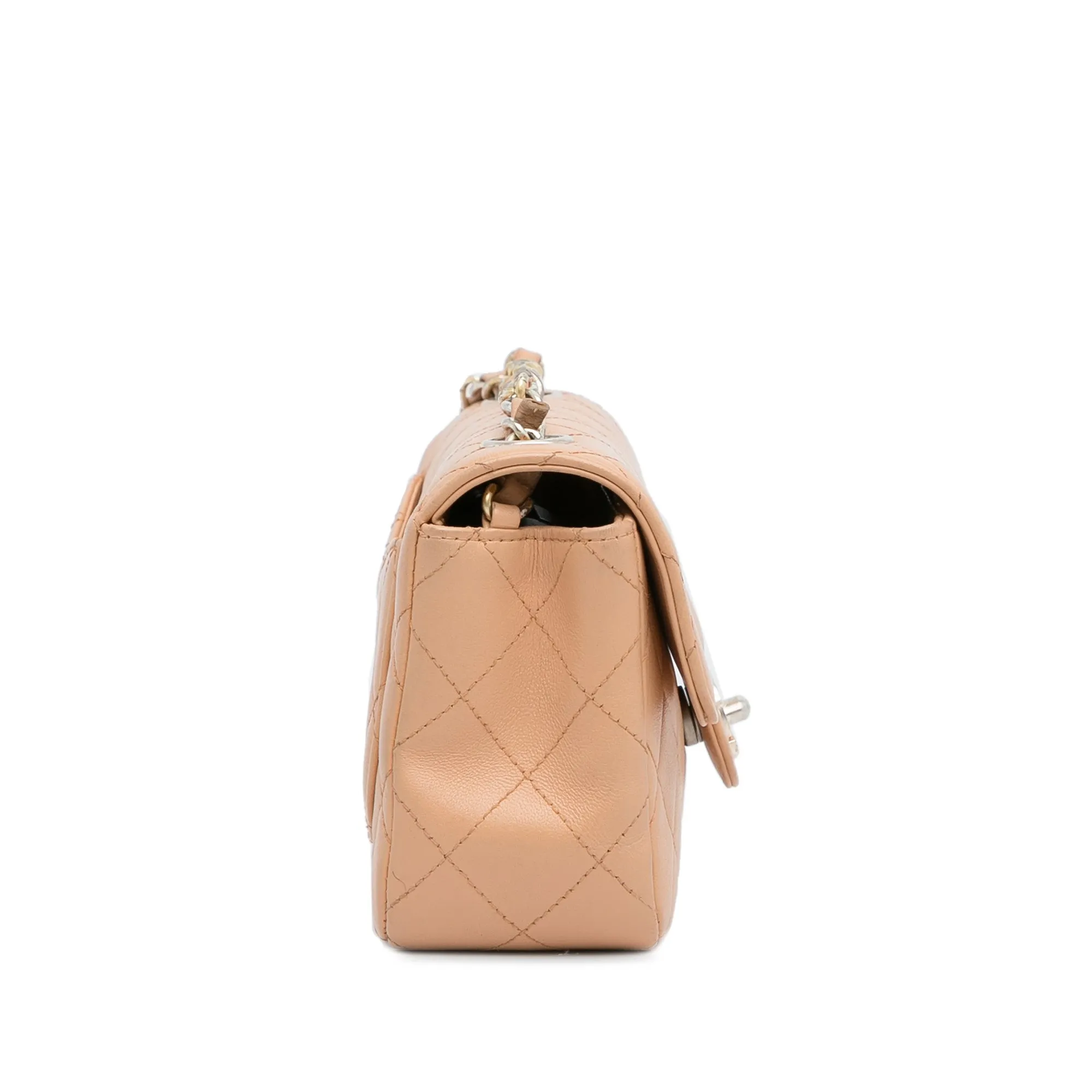 Chanel Classic Flap Mini Rectangular Brown Lambskin Silver