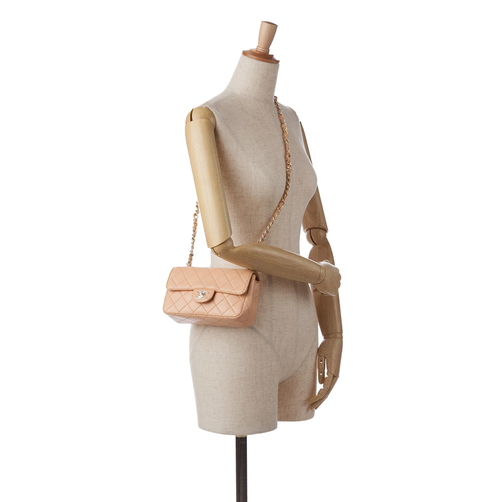 Chanel Classic Flap Mini Rectangular Brown Lambskin Silver