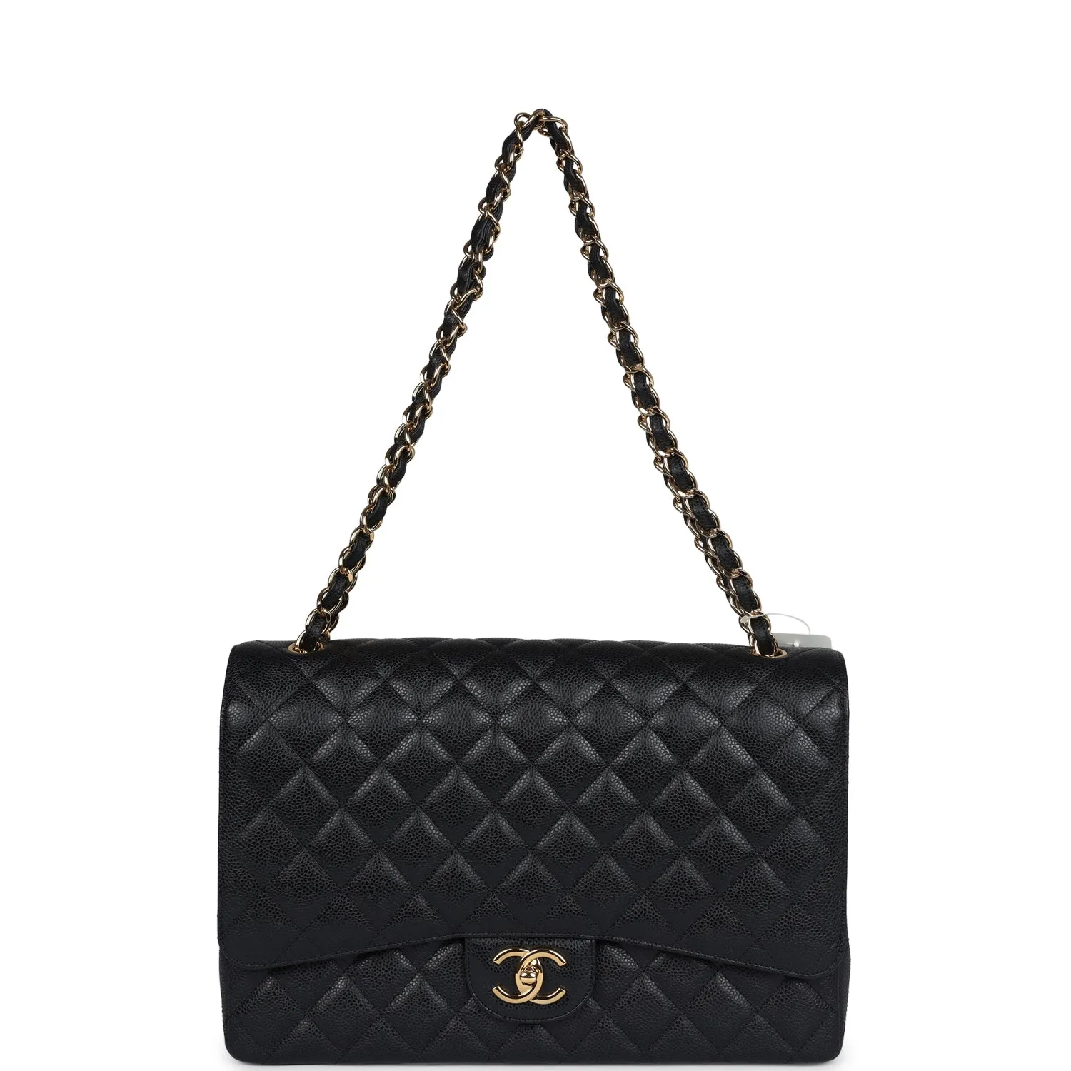 Chanel Maxi Classic Double Flap Bag Black Caviar Gold Hardware