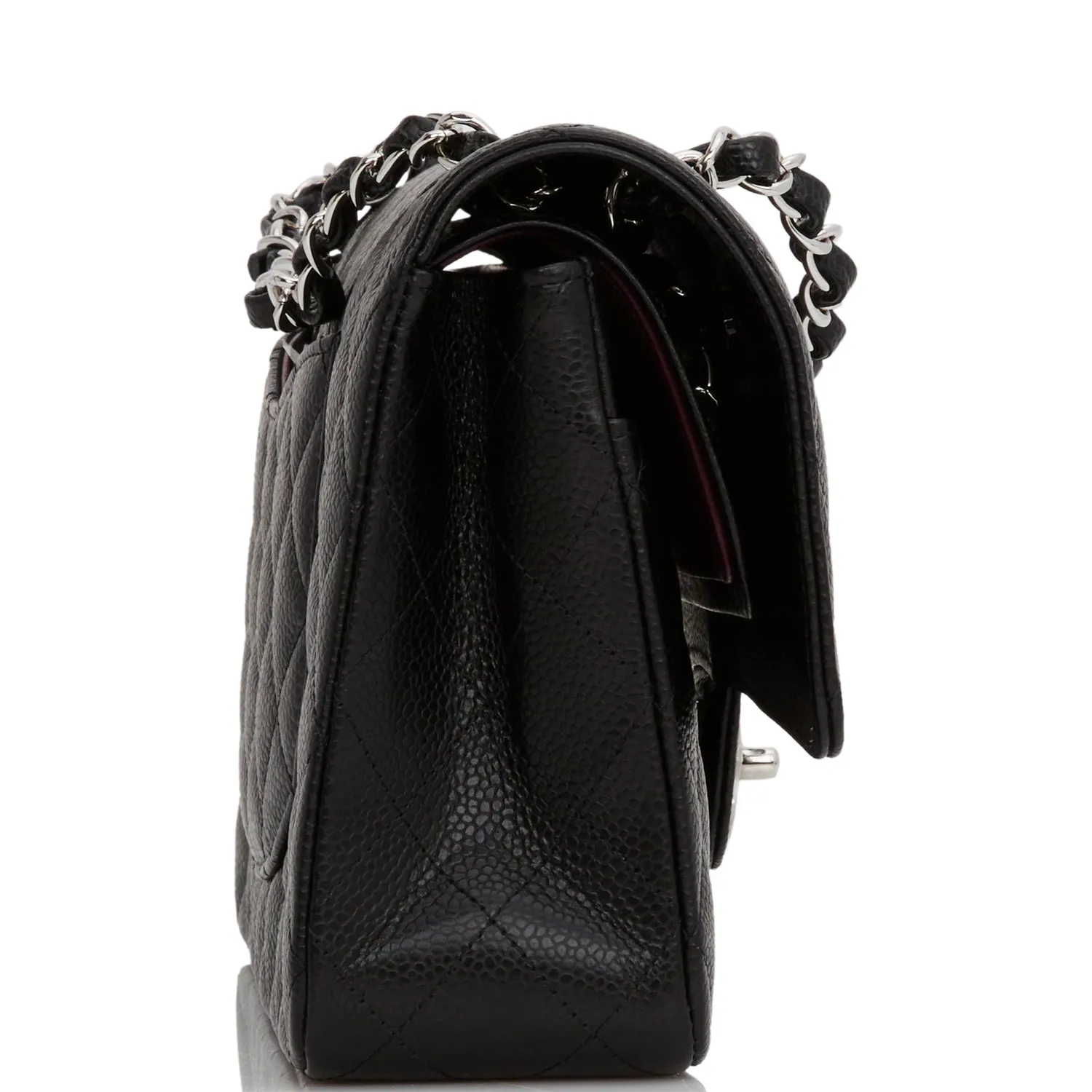 Chanel Medium Classic Double Flap Bag Black Quilted Caviar Silver Hardware