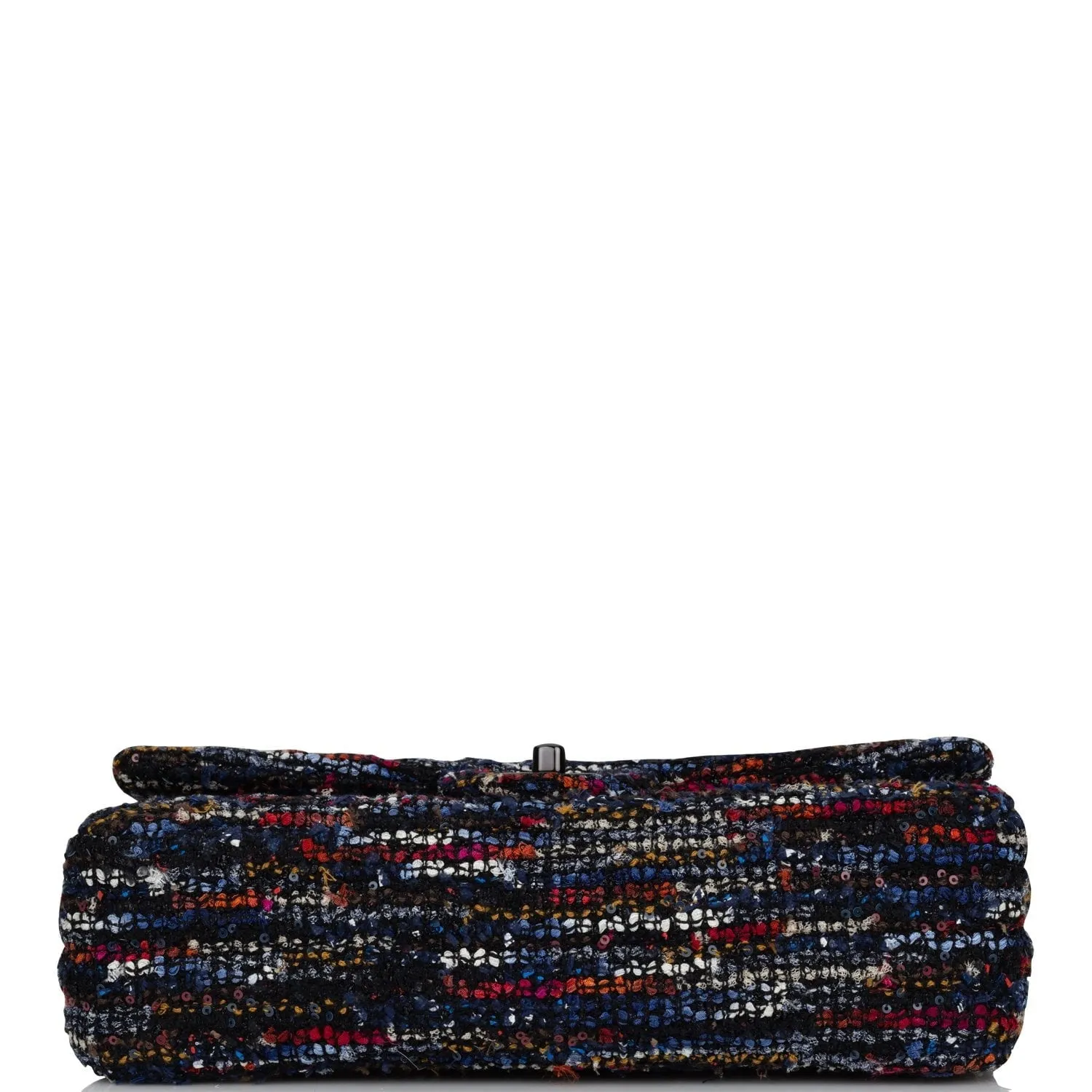 Chanel Medium Classic Double Flap Bag Navy Tweed Black Hardware