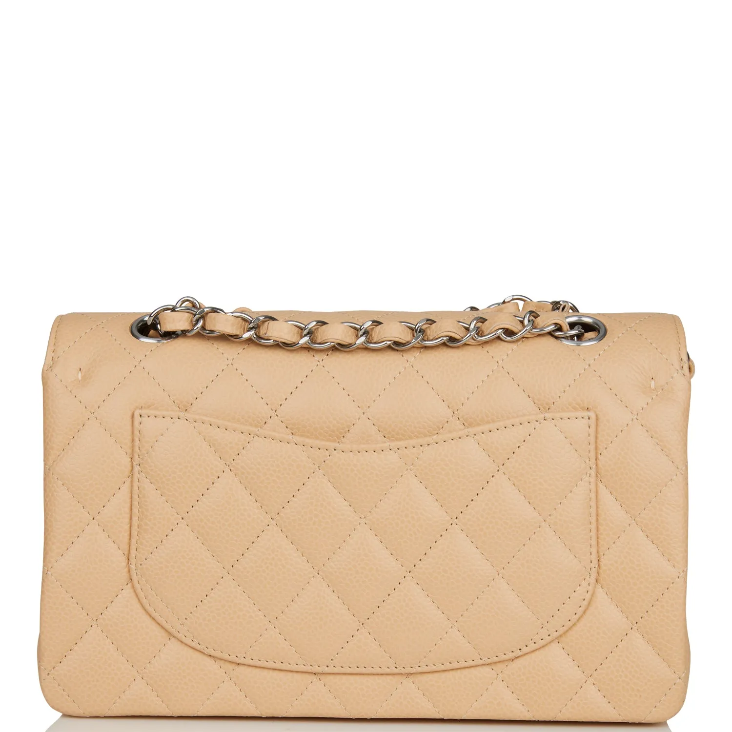 Chanel Small Classic Double Flap Bag Beige Caviar Silver Hardware
