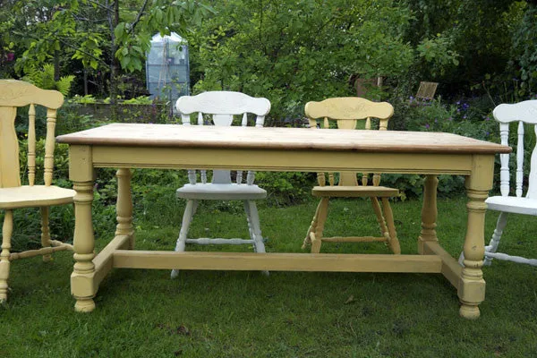 Custom listing for Katrina Refectory dining table and 4 chairs in Miss Mustard Seed Milk Paint