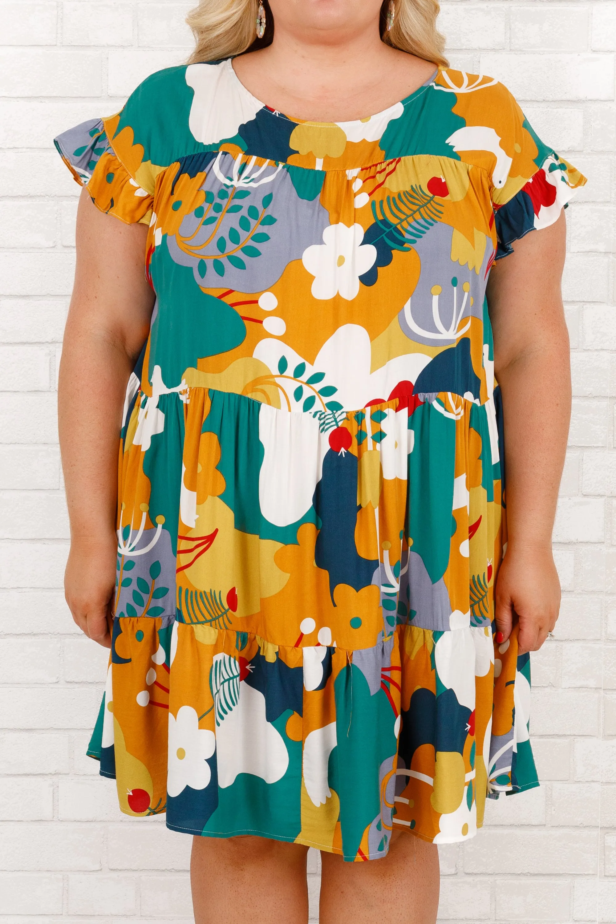 Flooding With Perfection Dress, Mustard