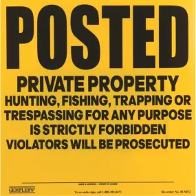 Gemplers "Posted - Private Property No Hunting ... " Sign