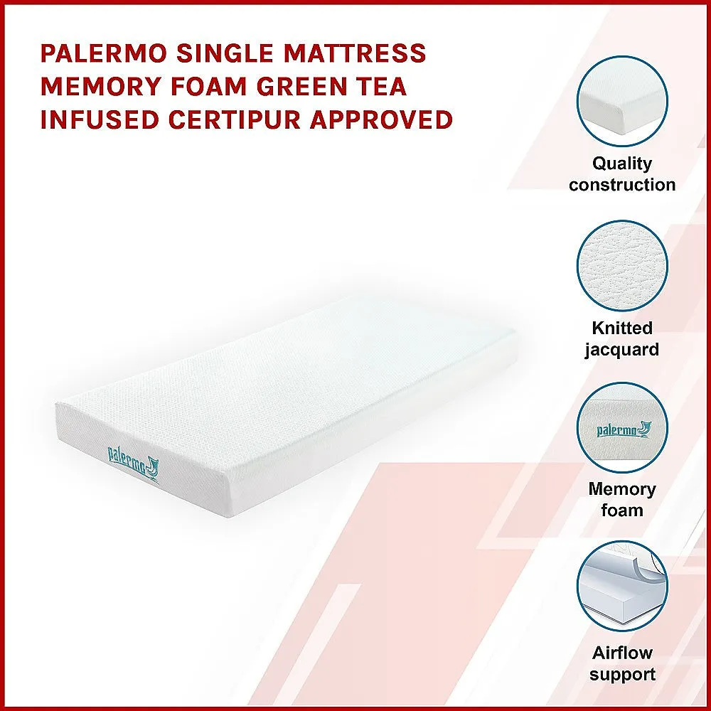 Green Tea Memory Foam Single Mattress, 6" High-Density Base, Palermo