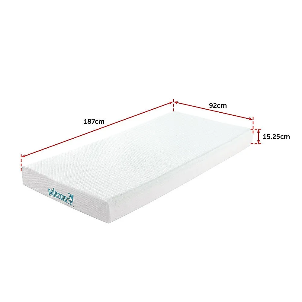 Green Tea Memory Foam Single Mattress, 6" High-Density Base, Palermo