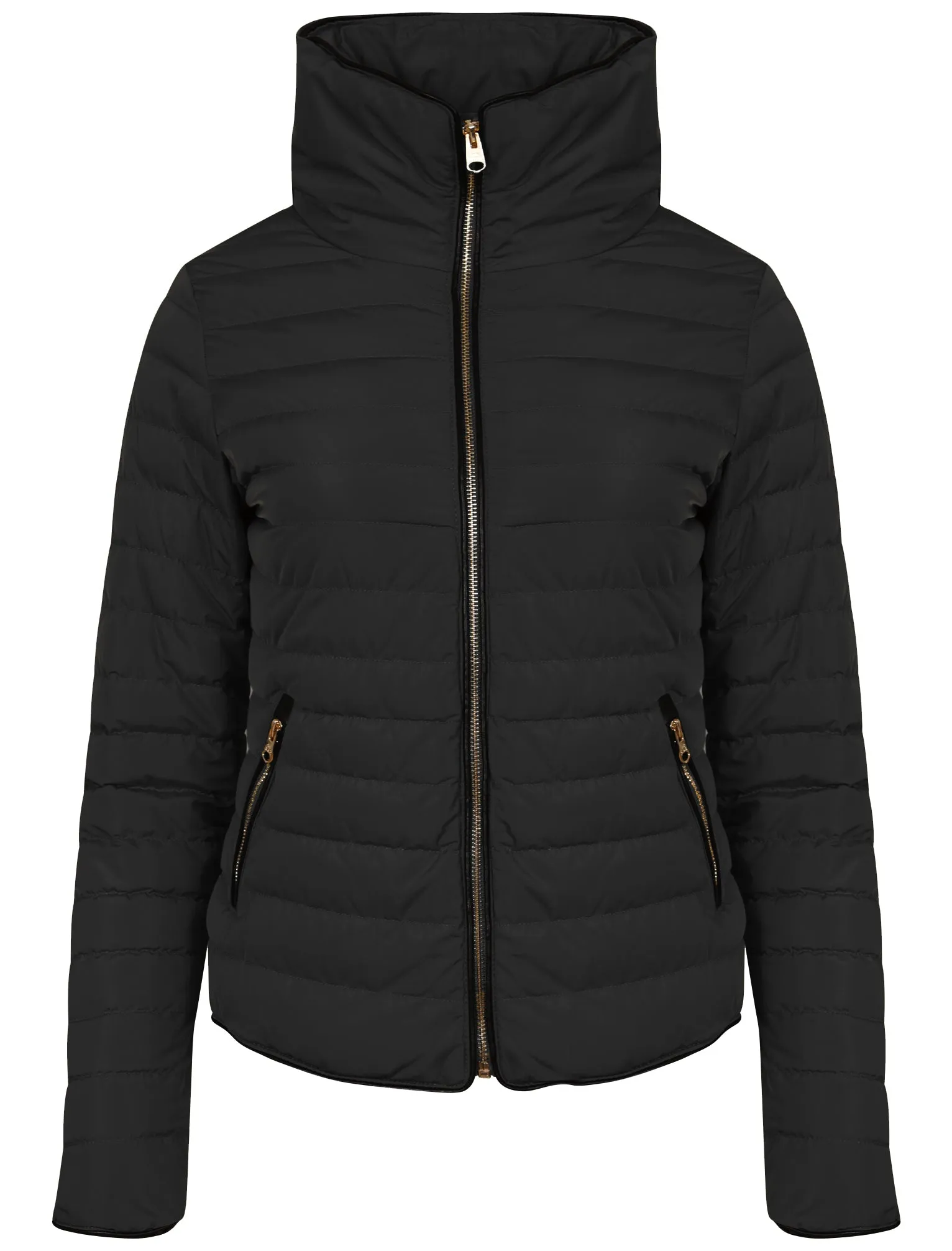 Honey Funnel Neck Quilted Jacket in Black - Tokyo Laundry
