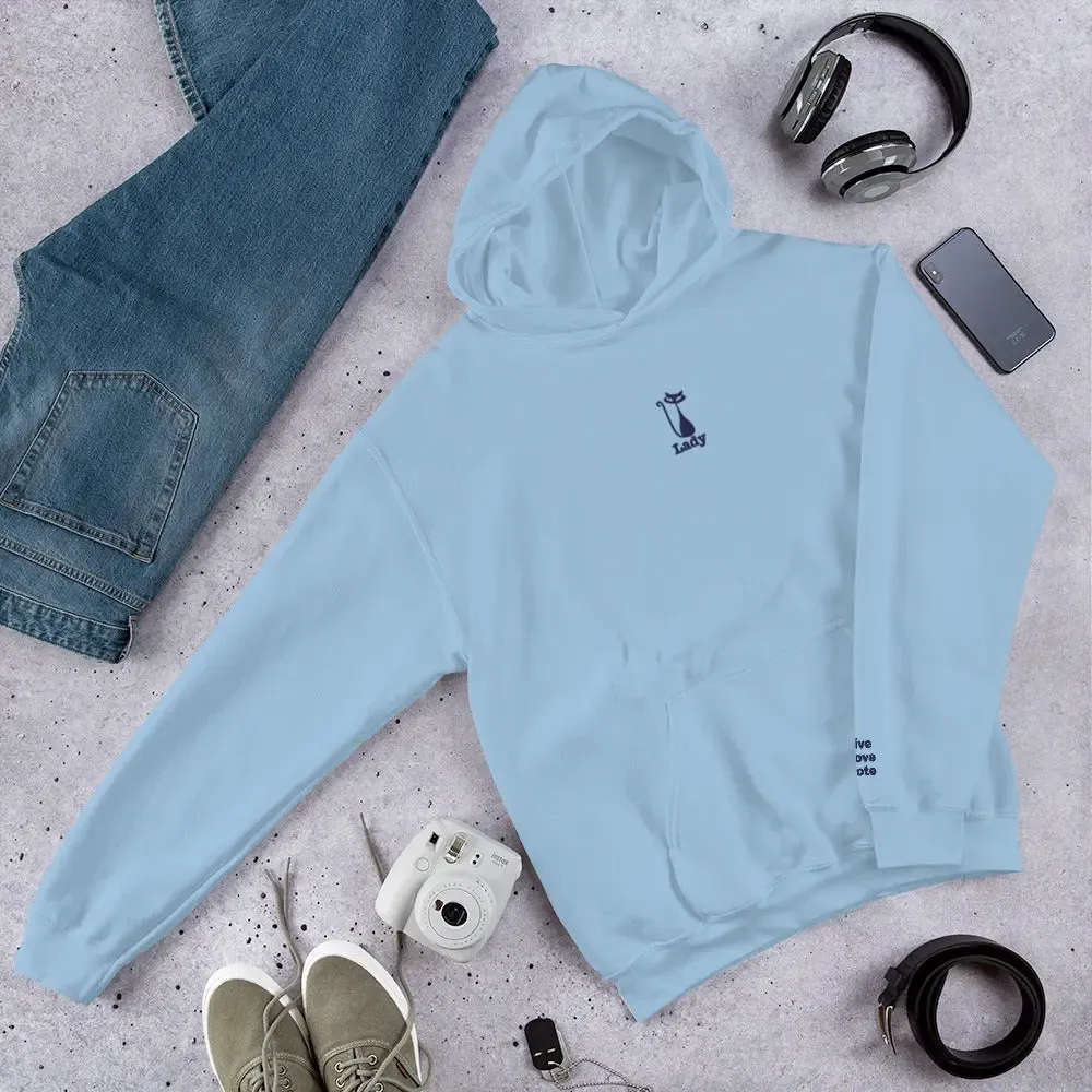 hoodie "Cat Lady" - "I Live, I Love, I Vote"