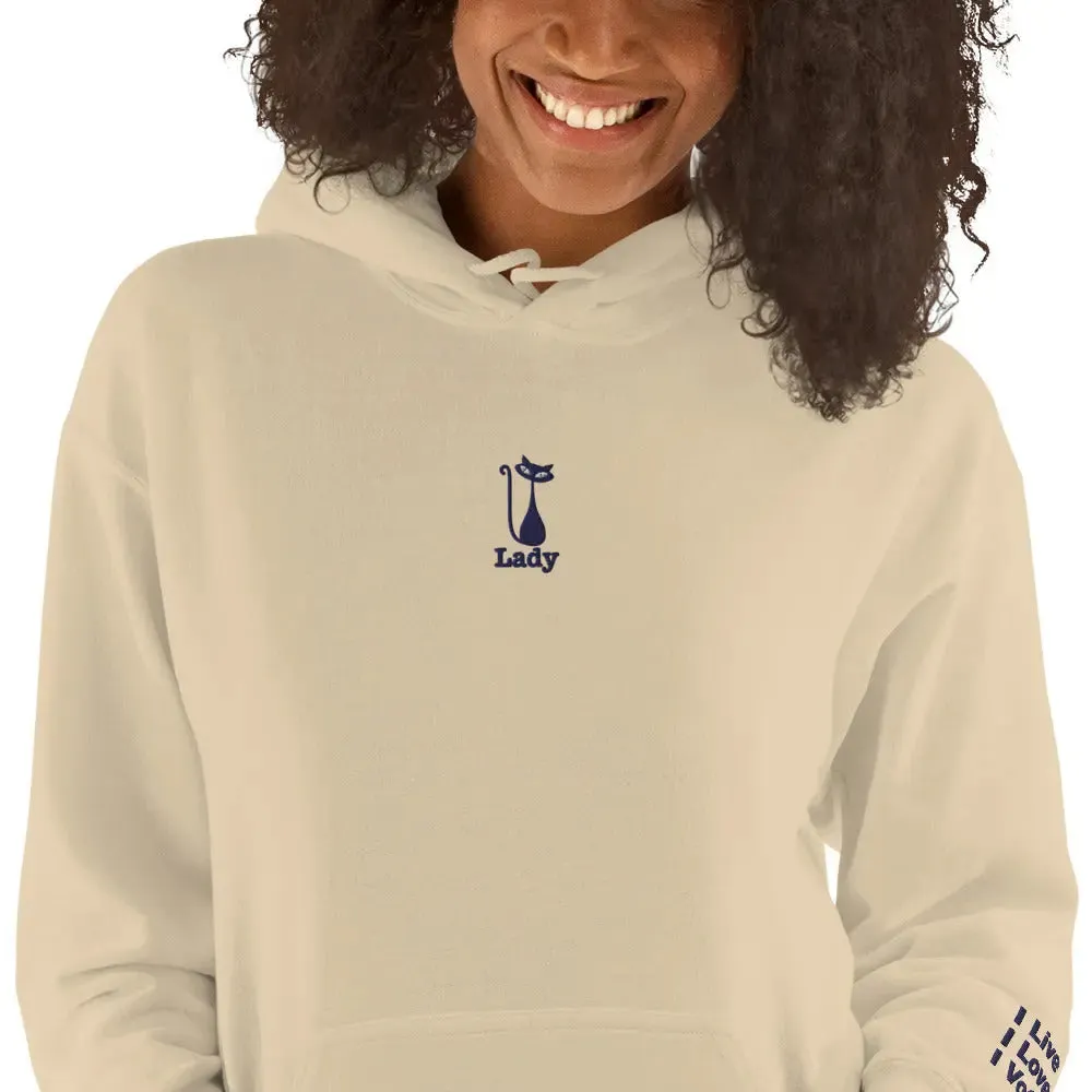 hoodie "Cat Lady" - "I Live, I Love, I Vote"