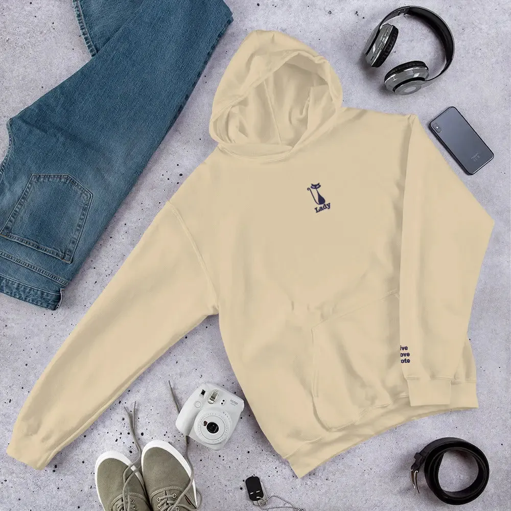 hoodie "Cat Lady" - "I Live, I Love, I Vote"