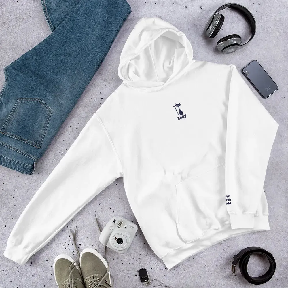 hoodie "Cat Lady" - "I Live, I Love, I Vote"