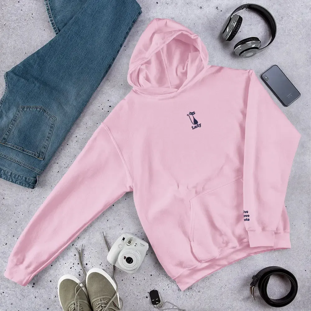 hoodie "Cat Lady" - "I Live, I Love, I Vote"