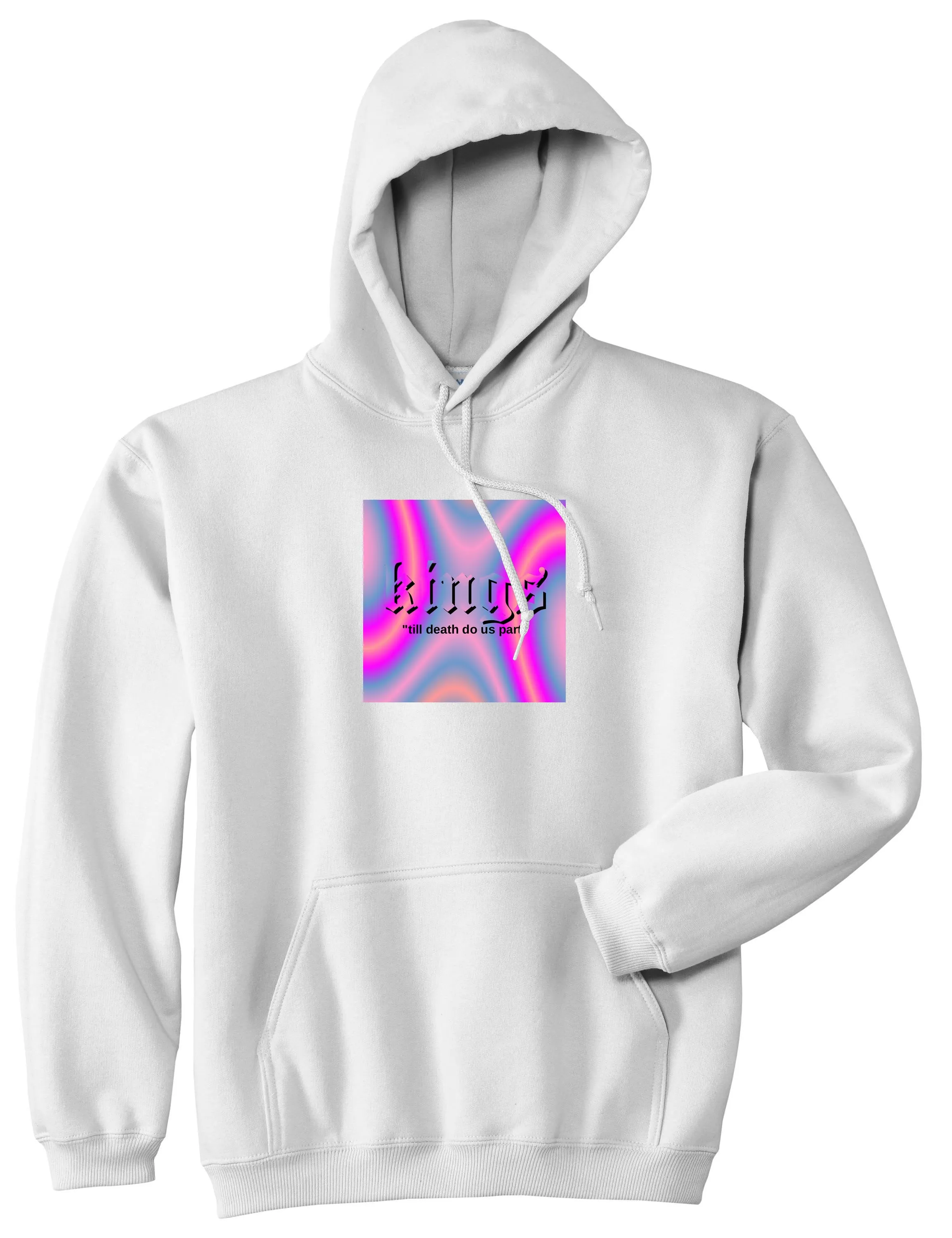 Iridescent Till Death Box Logo Mens Pullover Hoodie Sweatshirt