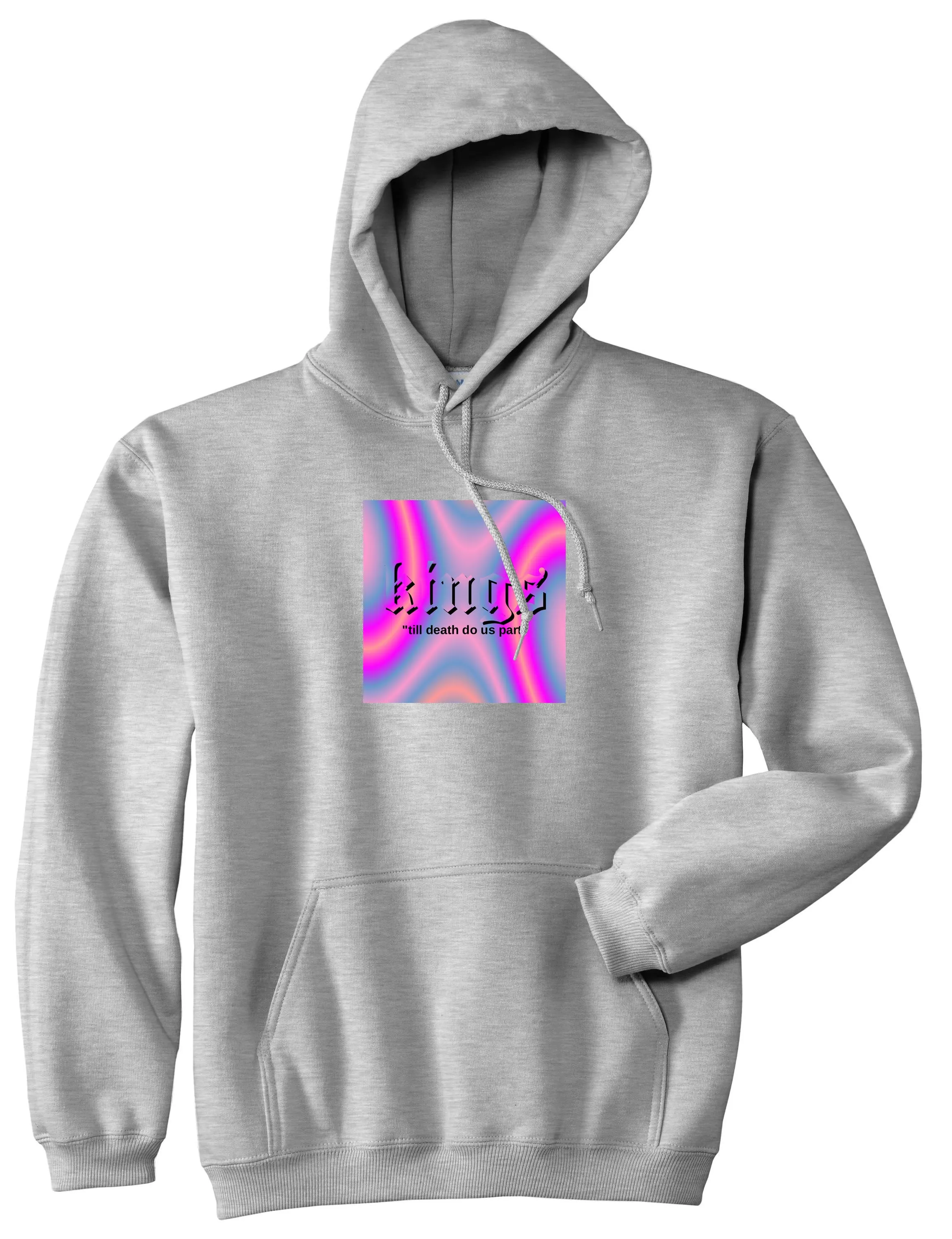 Iridescent Till Death Box Logo Mens Pullover Hoodie Sweatshirt
