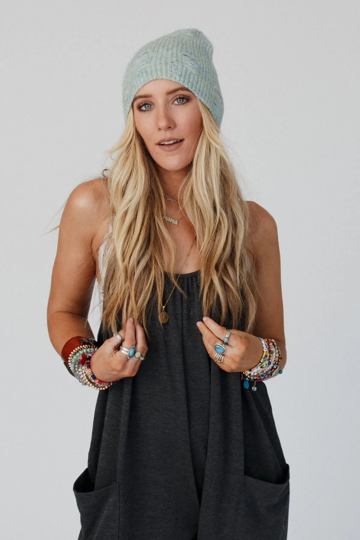 Jenice Distressed Beanie - Mint