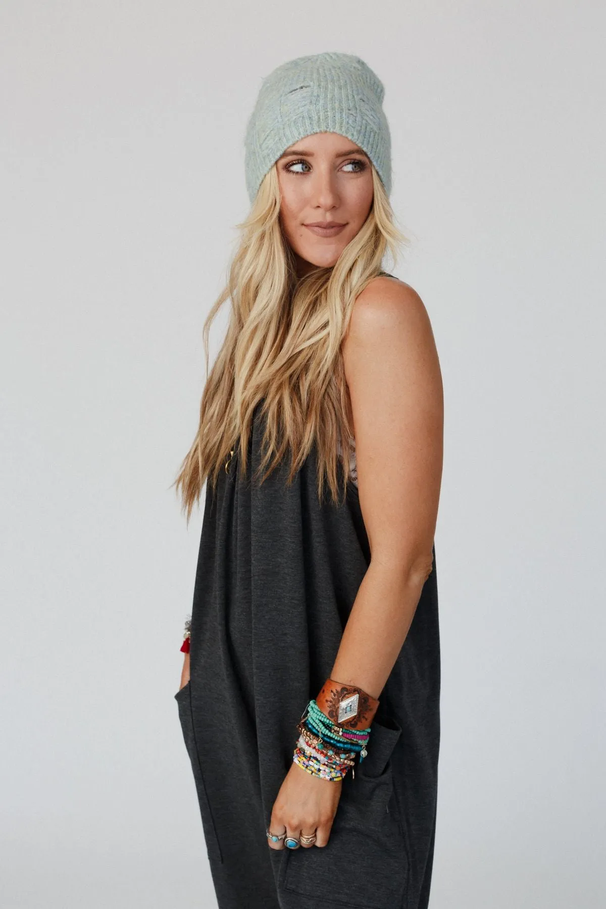 Jenice Distressed Beanie - Mint