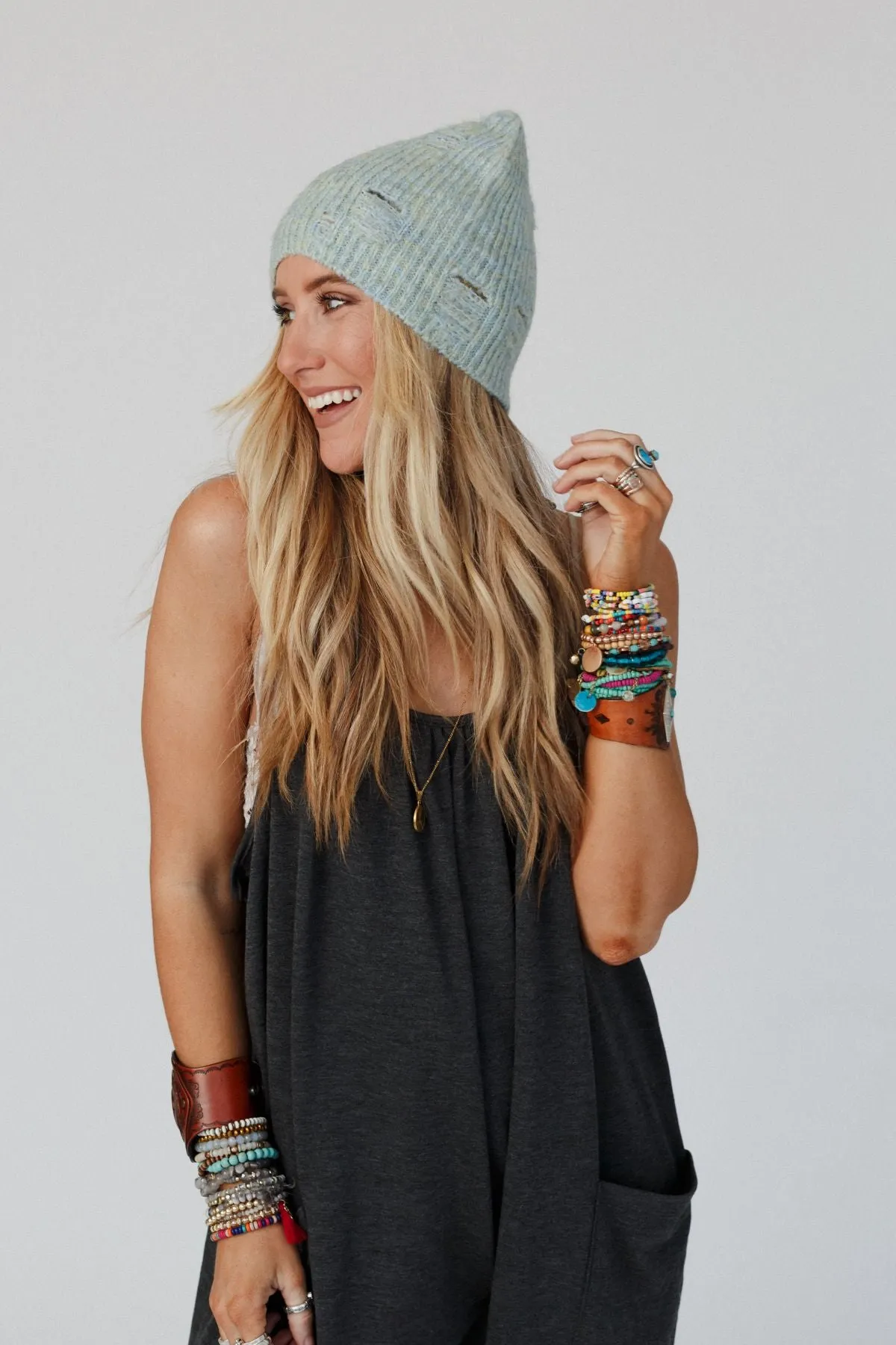Jenice Distressed Beanie - Mint