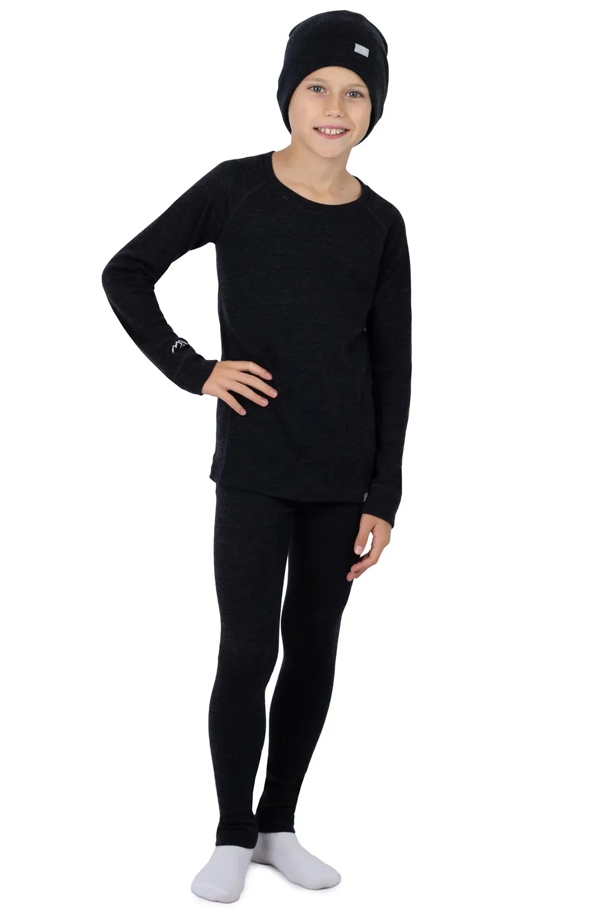 Kid's Charcoal Grey Set   Black Beanie