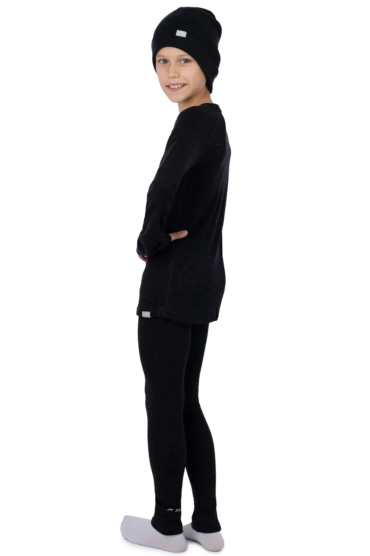 Kid's Charcoal Grey Set   Black Beanie