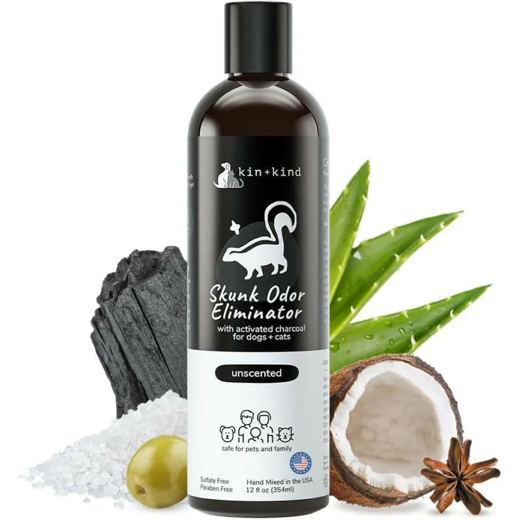 kin kind Skunk Odor Eliminator Unscented Shampoo for Dogs & Cats (12 oz)