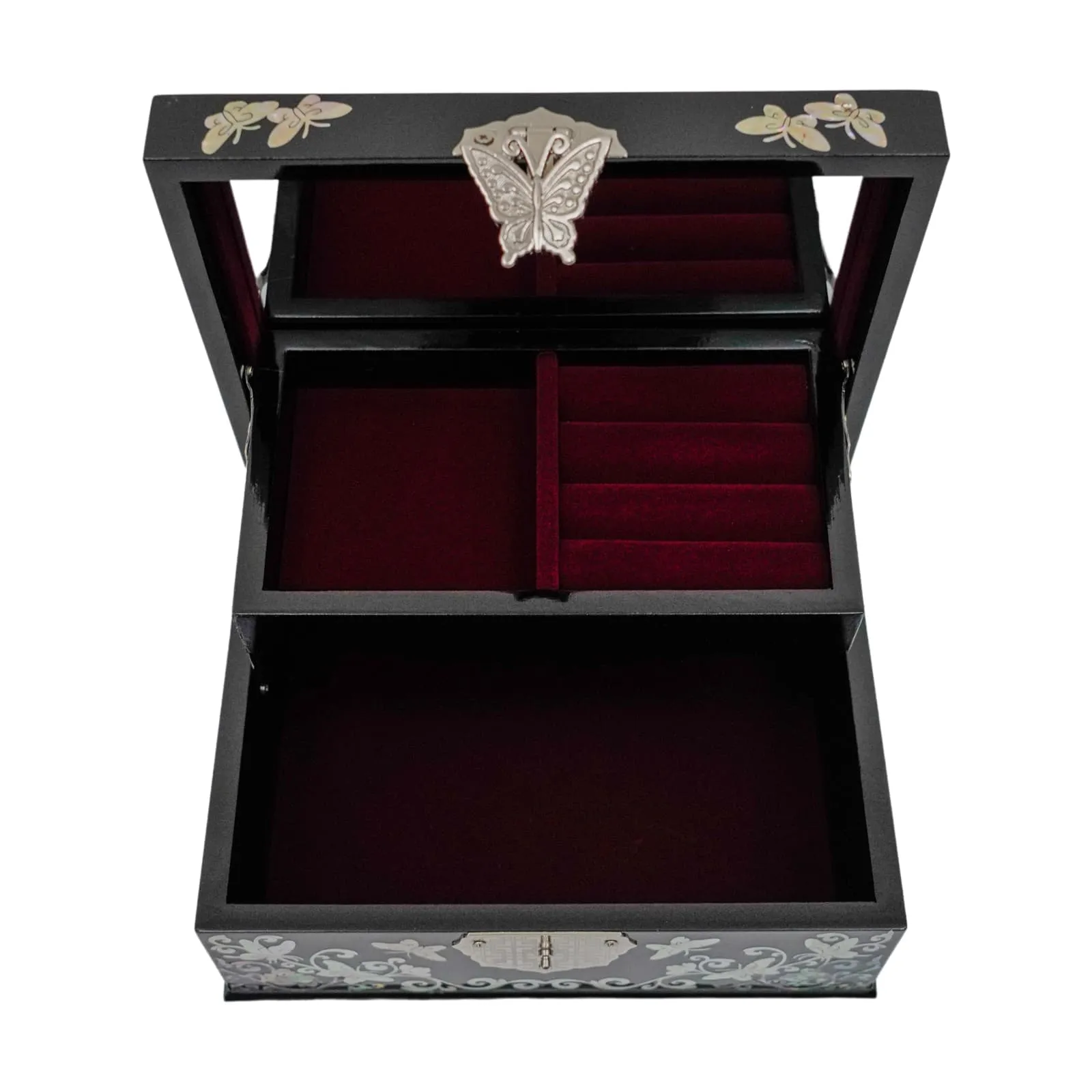 Korean Mother-of-Pearl Floral Butterfly Jewelry Box