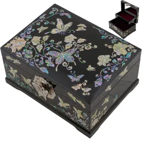 Korean Mother-of-Pearl Floral Butterfly Jewelry Box
