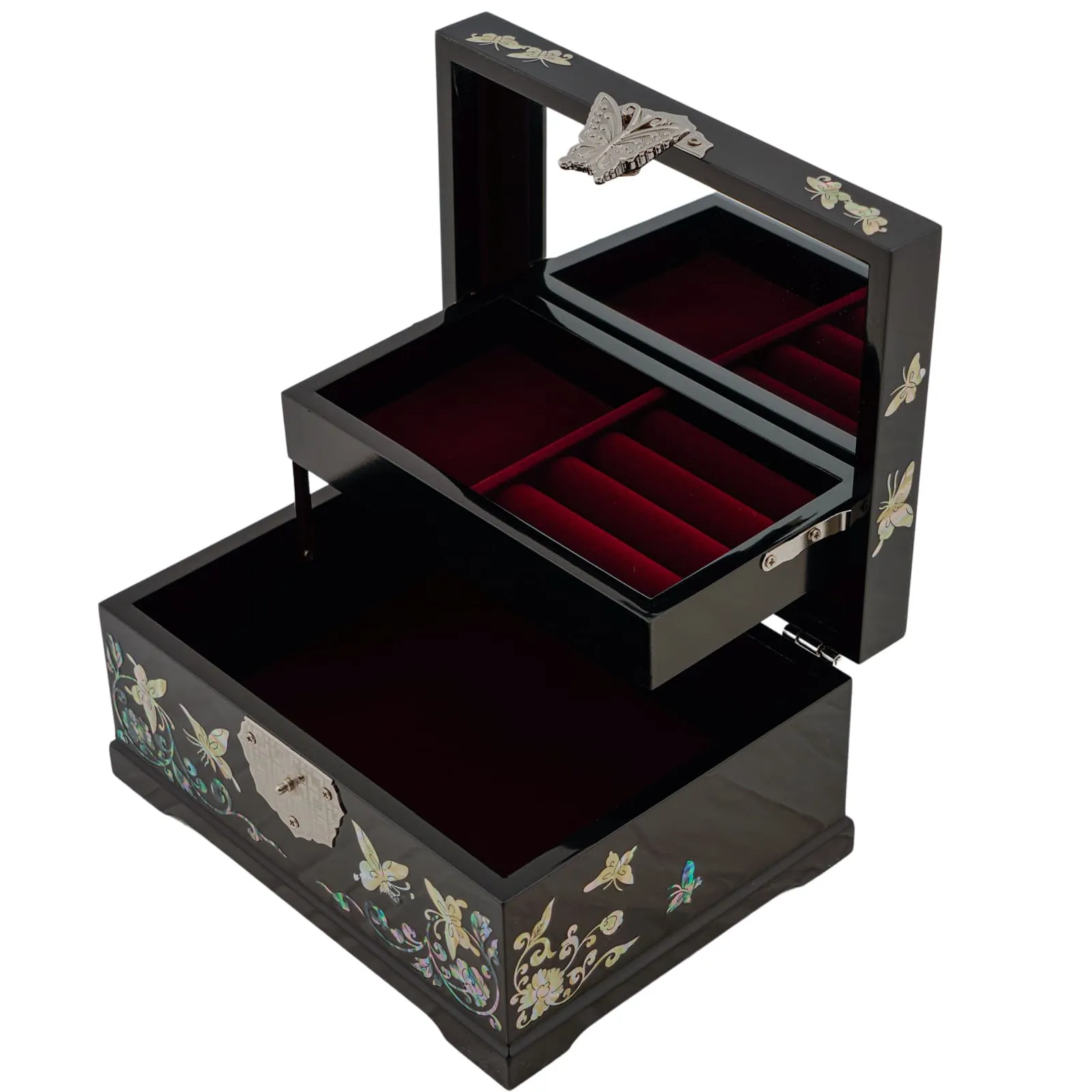 Korean Mother-of-Pearl Floral Butterfly Jewelry Box